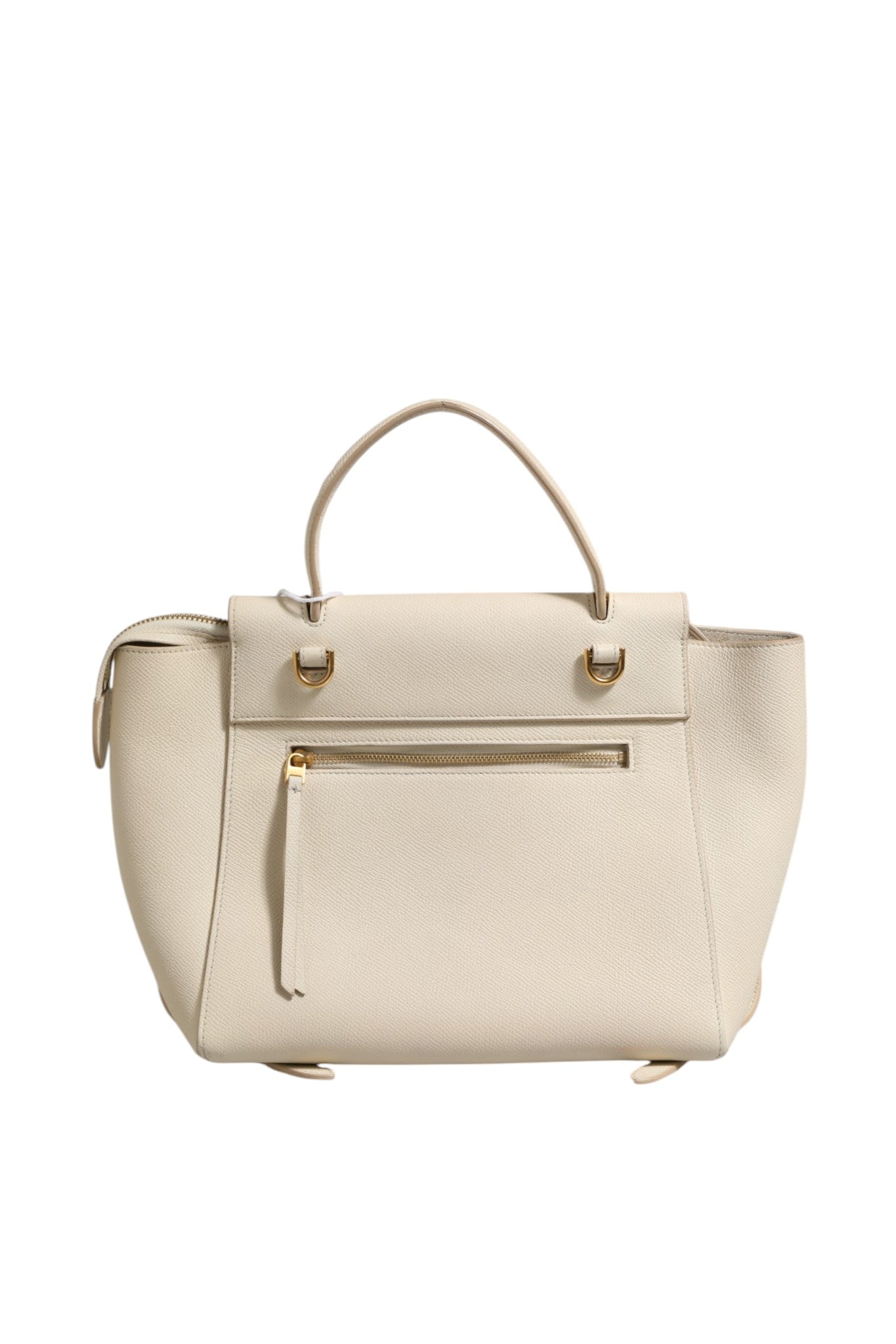 Indulge in the elegance of the Celine Nano Belt Bag, crafted from grained calfskin in Off White, a timeless statement of luxury and sophistication for the discerning individual.