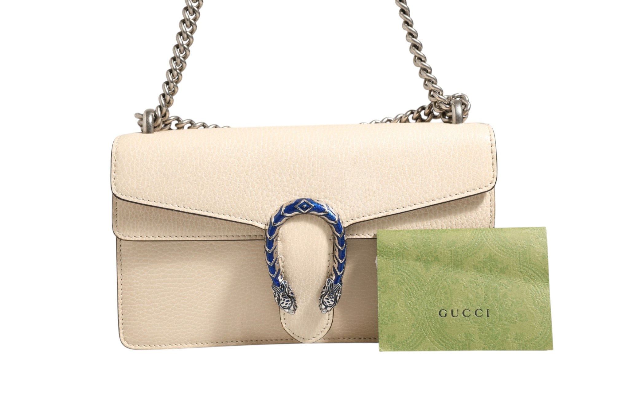 Elevate your style with the Gucci Dionysus White Leather Handbag, a timeless masterpiece of opulent craftsmanship that embodies sophistication and allure.