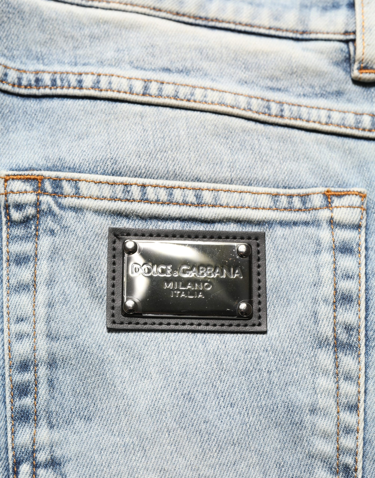 Dolce & Gabbana Blue Washed Mid Waist Straight Denim Jeans