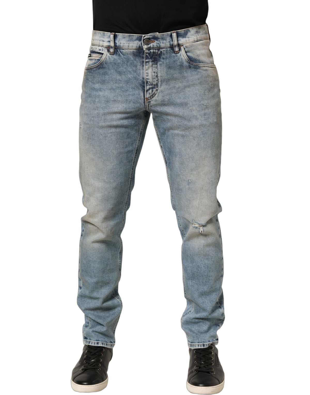 Dolce & Gabbana Blue Washed Mid Waist Straight Jeans - Luxury Denim