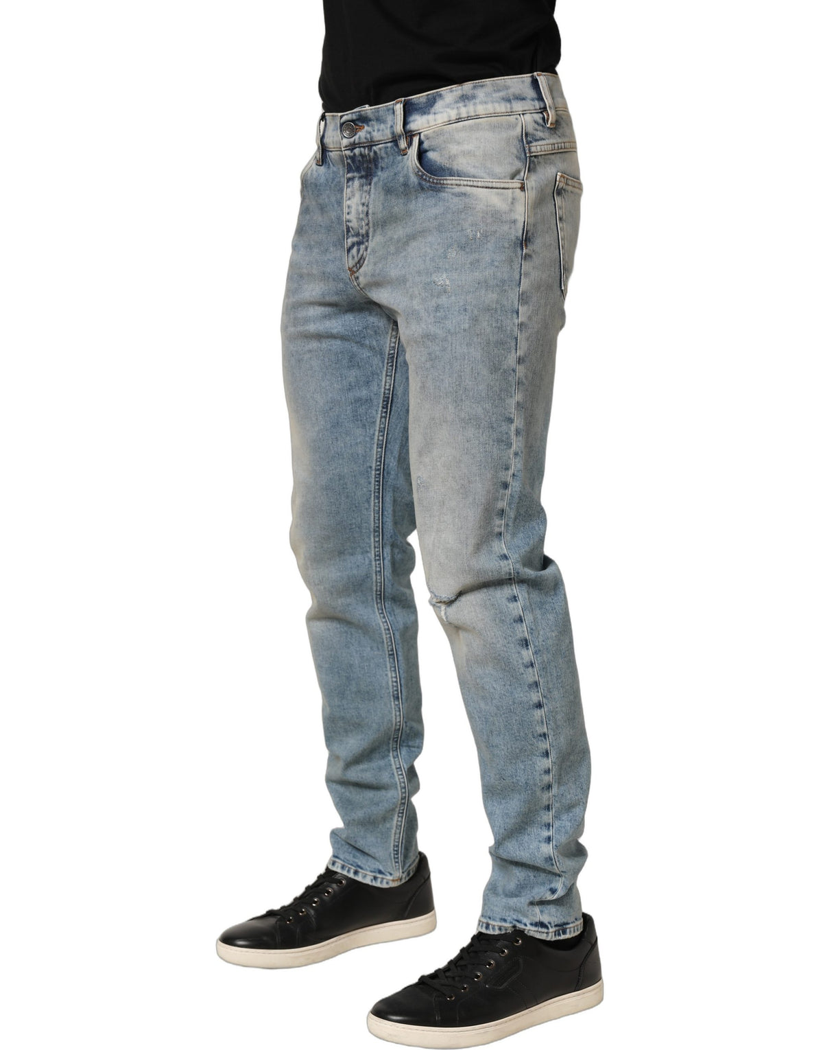 Dolce & Gabbana Blue Washed Mid Waist Straight Denim Jeans