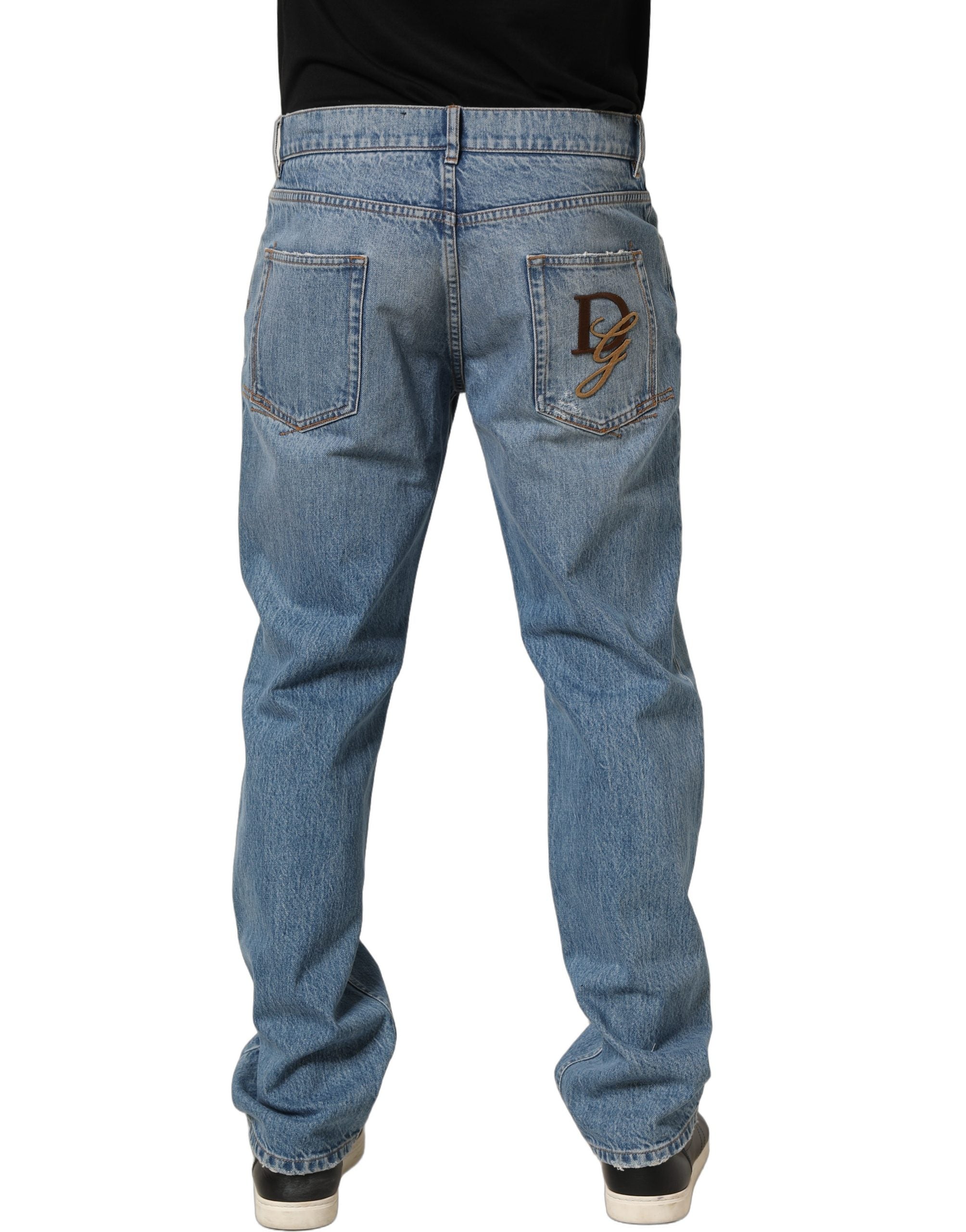 Dolce & Gabbana Light Blue Washed Classic Denim Jeans - Luxury Elegance