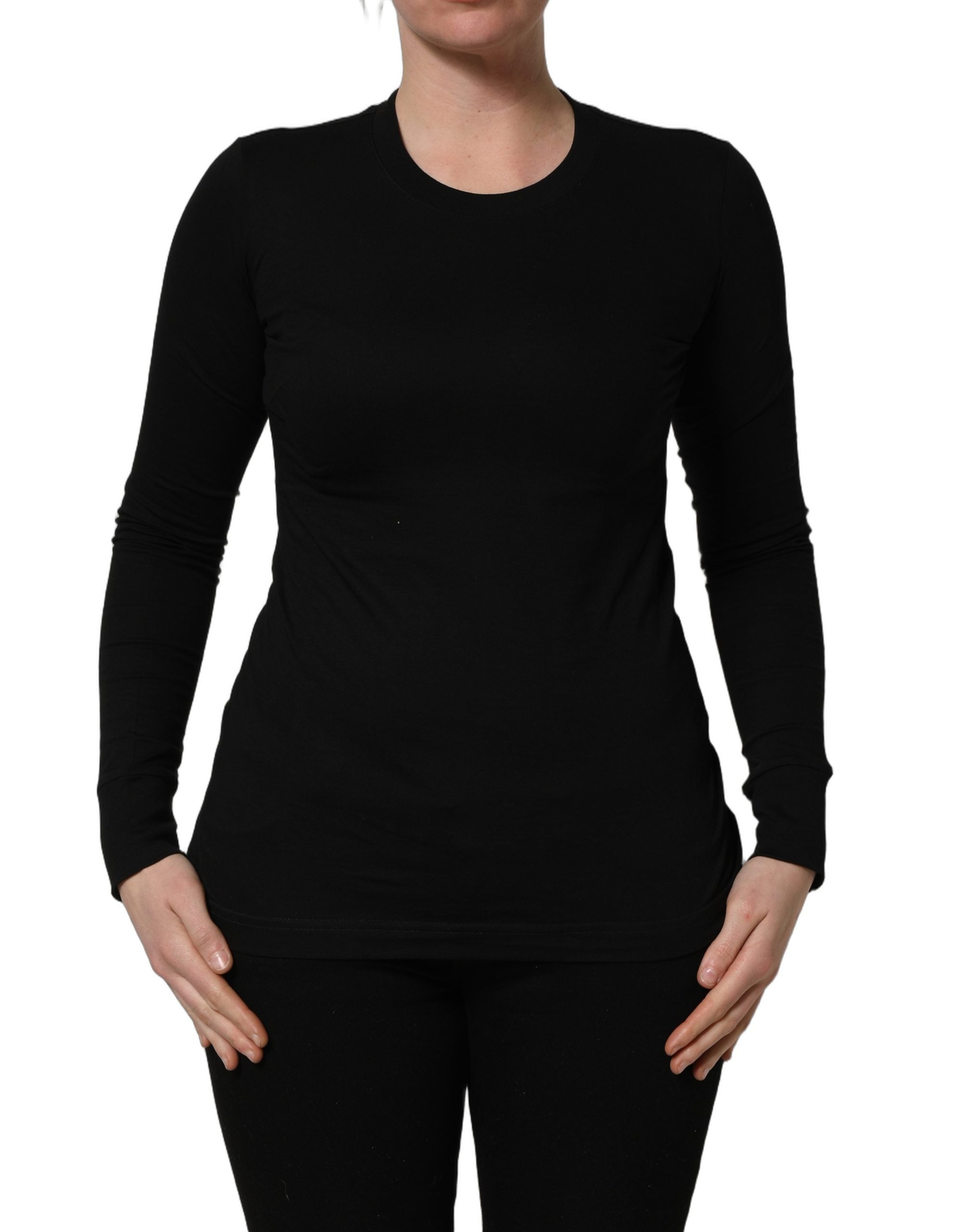 Elevate your wardrobe with the Dolce & Gabbana Black Long Sleeves Crew Neck Pullover Sweater, a masterpiece of Italian craftsmanship in luxurious cotton, embodying timeless elegance and sophistication.