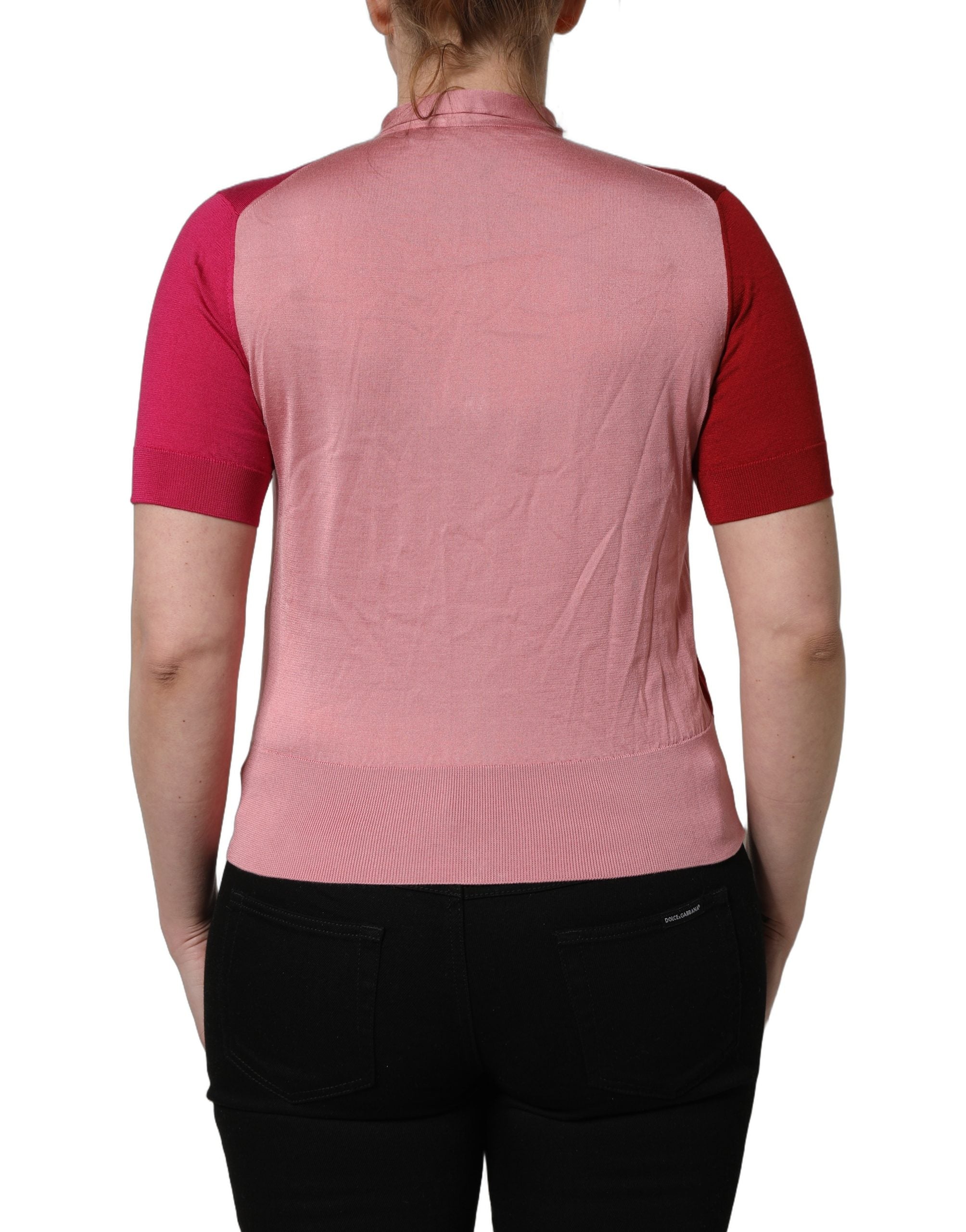 Dolce & Gabbana Pink Silk Ascot Collar Blouse - Timeless Elegance