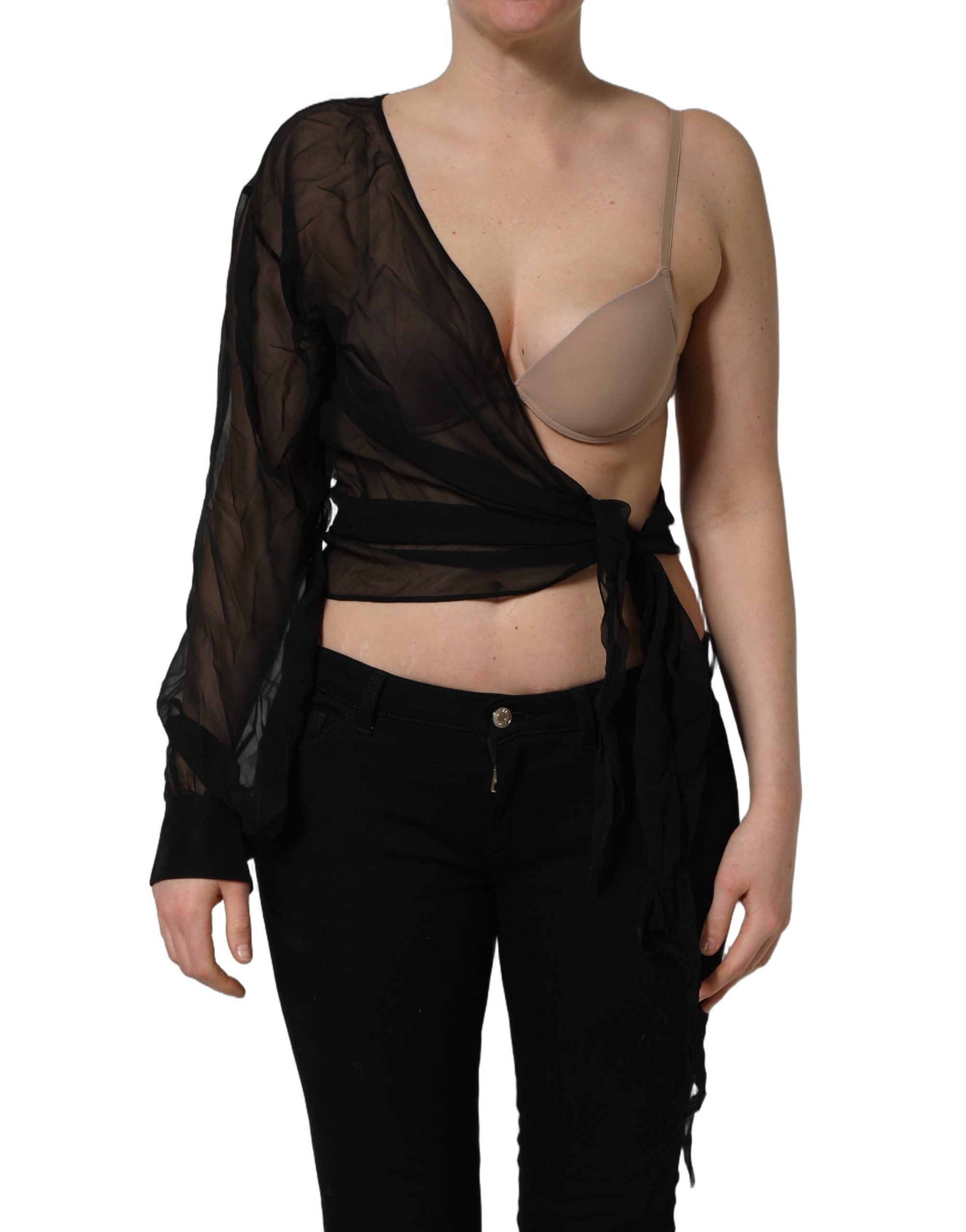 Dolce & Gabbana One Shoulder Silk Chiffon Top - Timeless Elegance