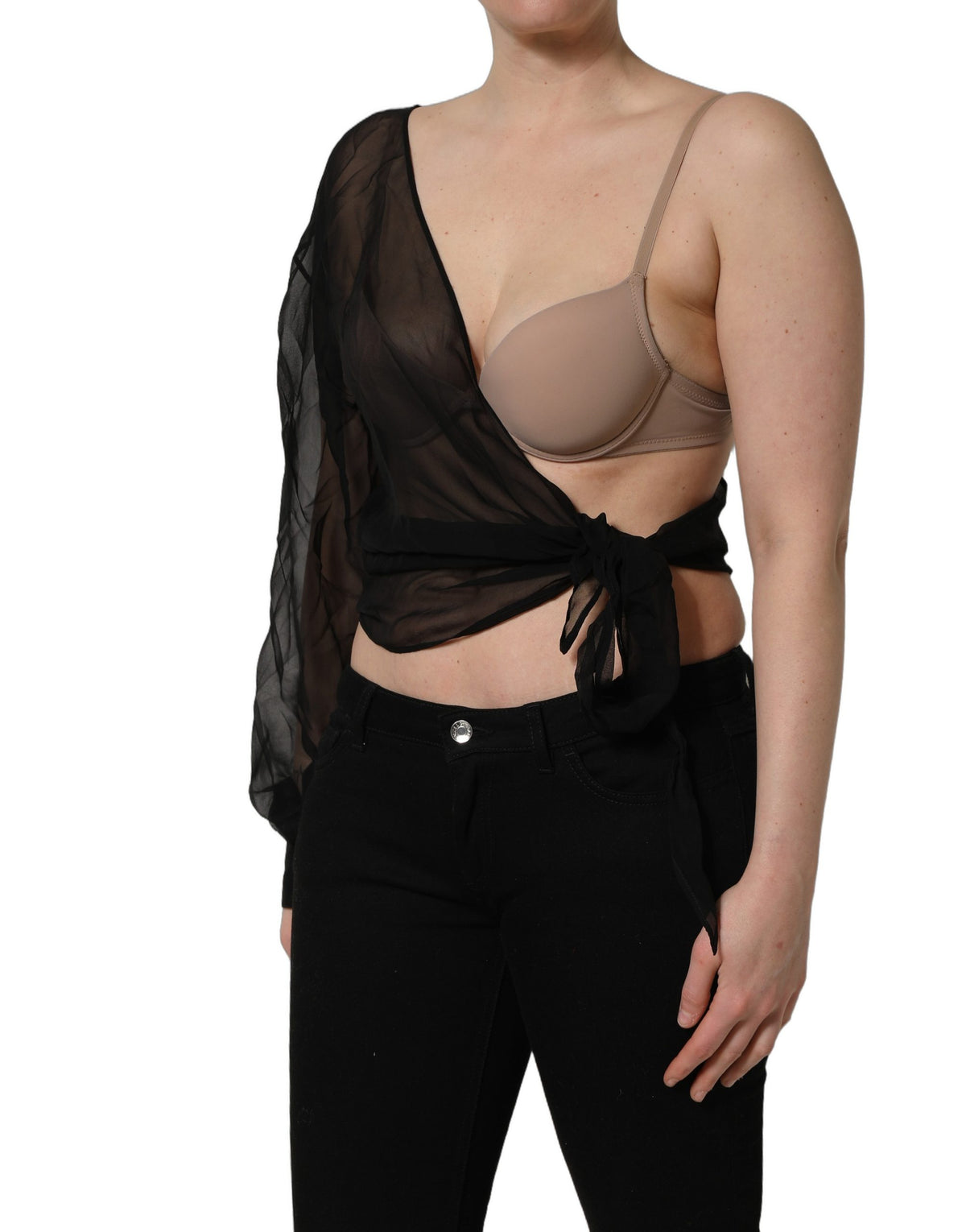 Dolce & Gabbana One Shoulder Silk Chiffon Top - Timeless Elegance