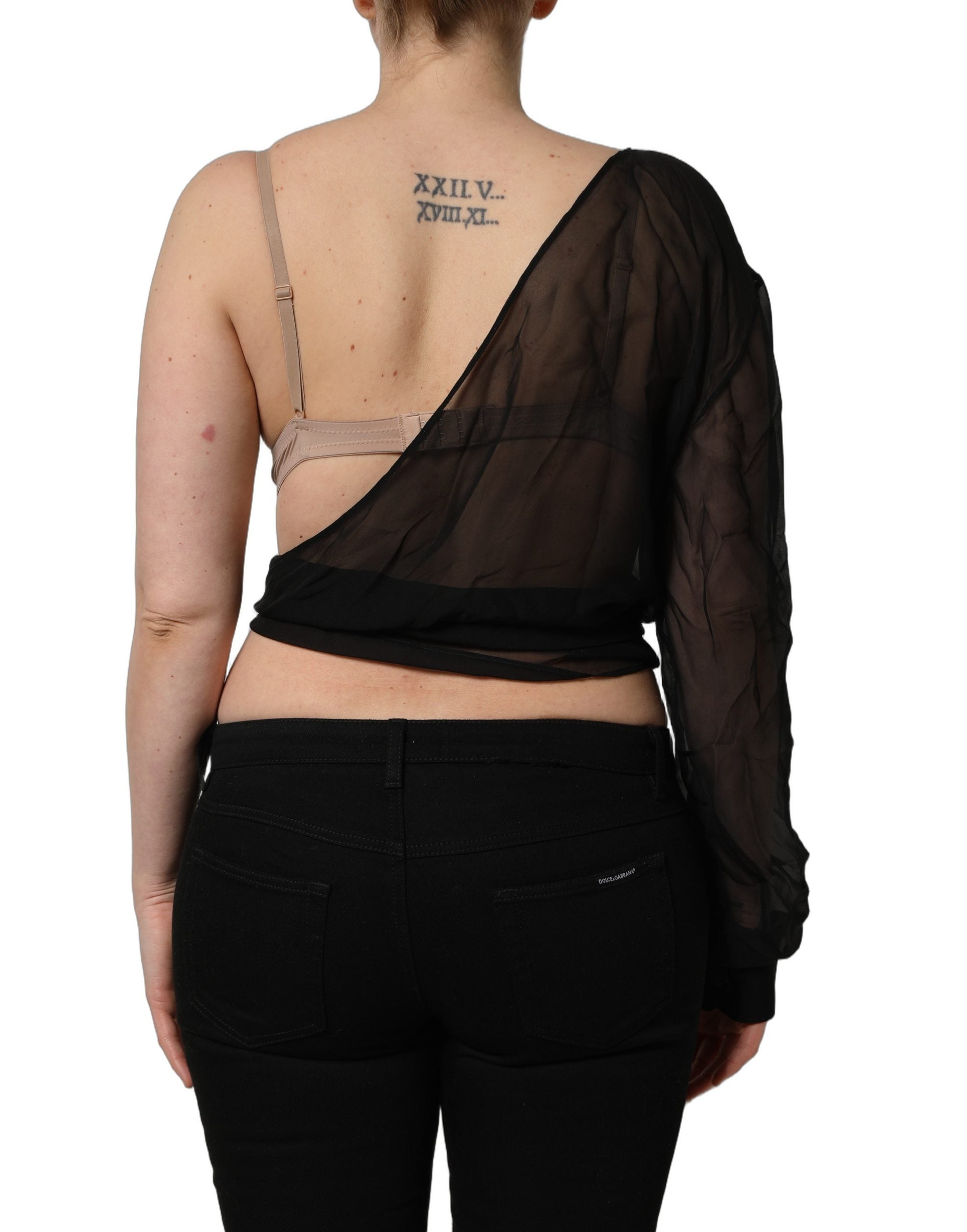 Dolce & Gabbana One Shoulder Silk Chiffon Top - Timeless Elegance