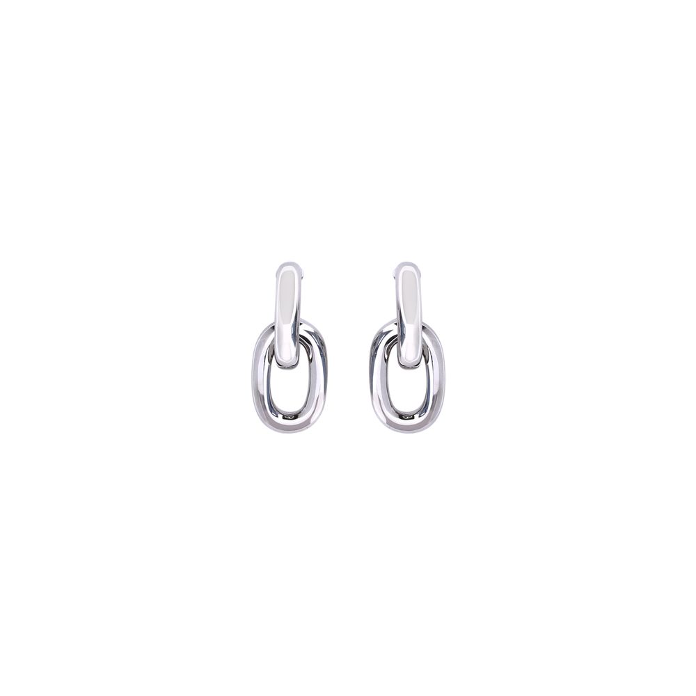 Indulge in the exquisite Rabanne Silver Resin Earrings from the AW26 collection, a harmonious blend of resin and aluminum, embodying modern elegance and timeless allure.