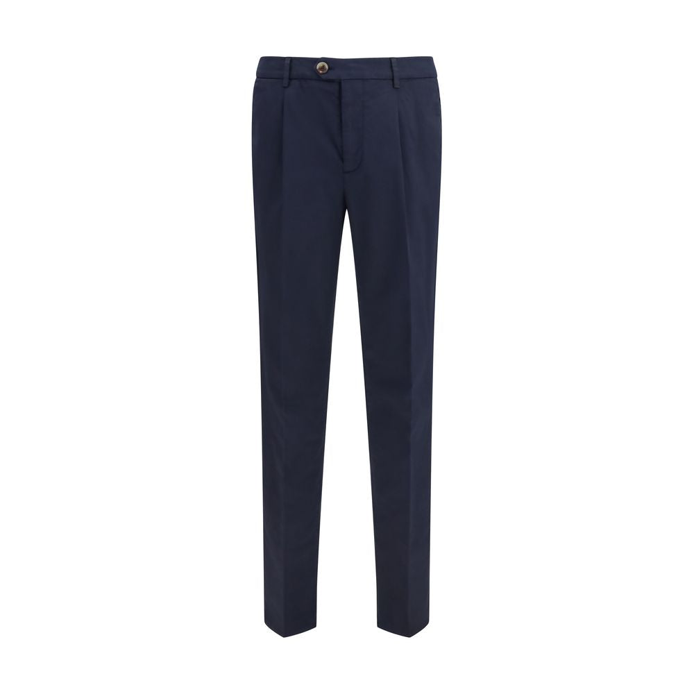 Brunello Cucinelli Black Cotton Chino Pants, Designer Elegance