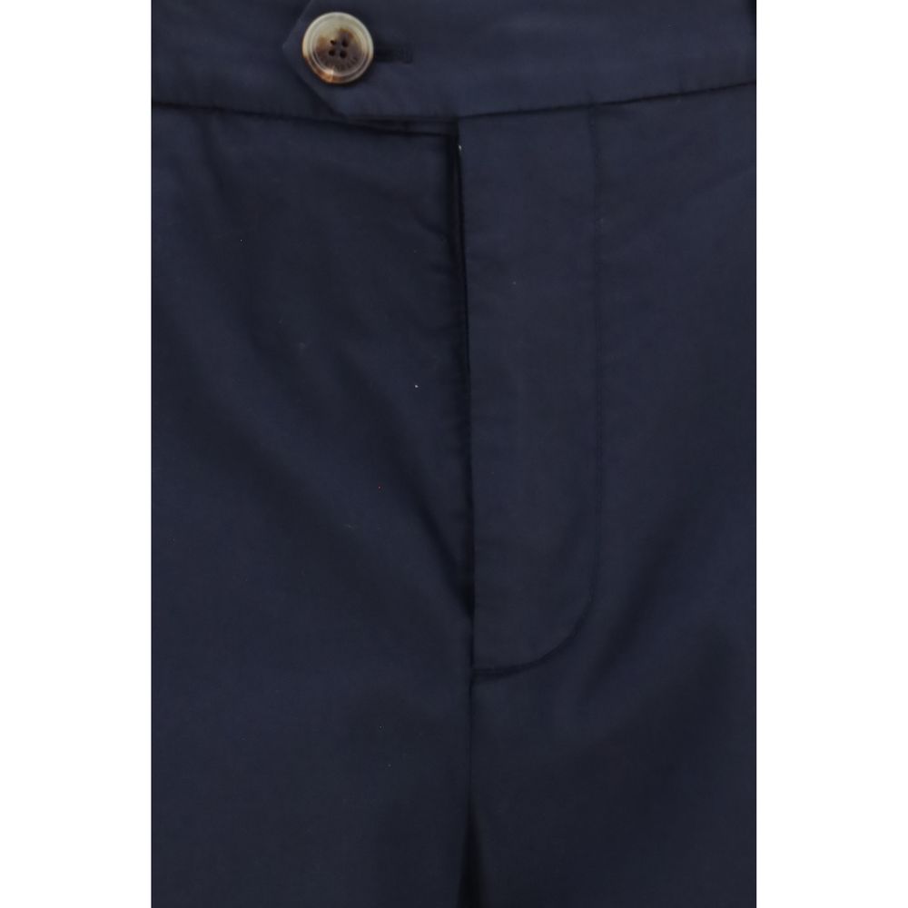 Brunello Cucinelli Black Cotton Chino Pants, Designer Elegance