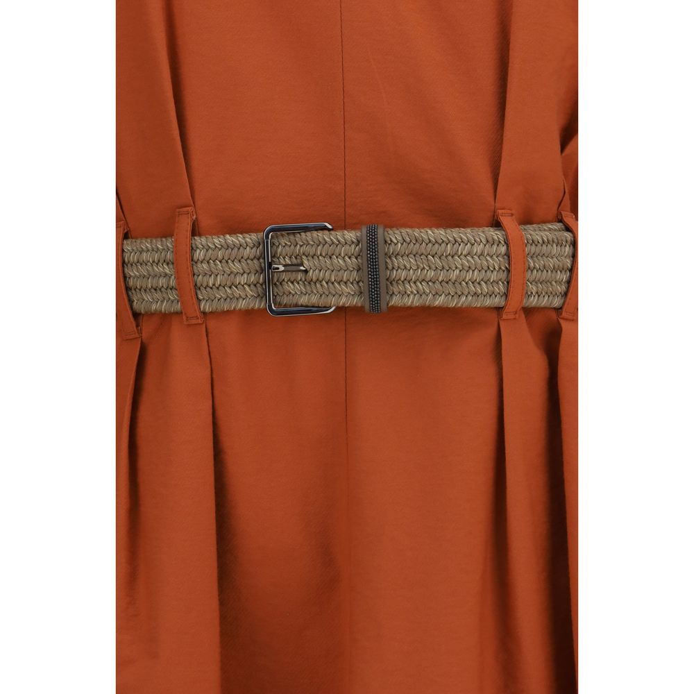Brunello Cucinelli Orange Cotton Casual Dress | Artisanal Elegance