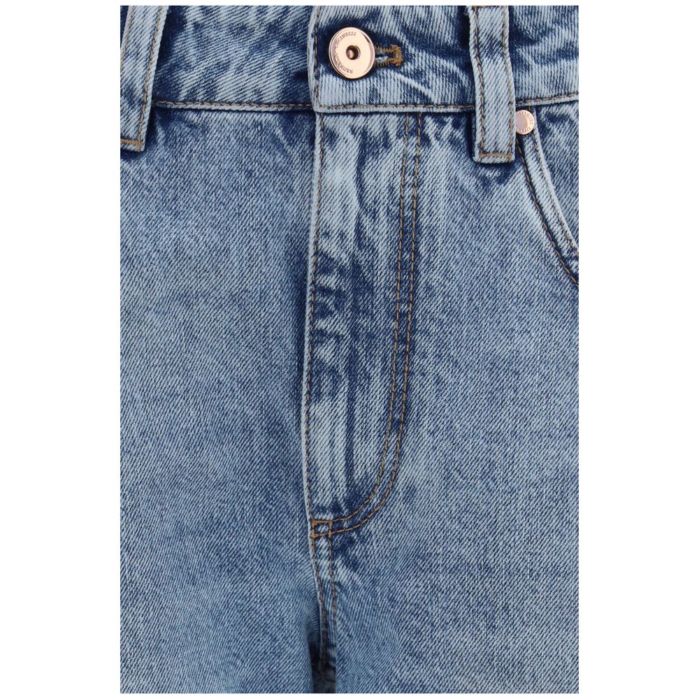 Discover the Brunello Cucinelli Blue Cotton Straight-Leg Jeans, a timeless blend of Italian craftsmanship and luxurious comfort, perfect for the discerning individual.