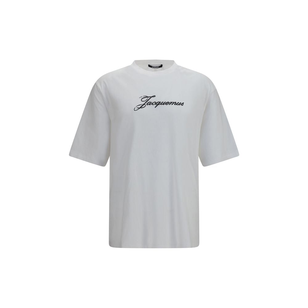 Indulge in the Jacquemus White Cotton T-Shirt, a luxurious blend of cotton and true hemp, embodying timeless elegance and effortless sophistication for discerning individuals.