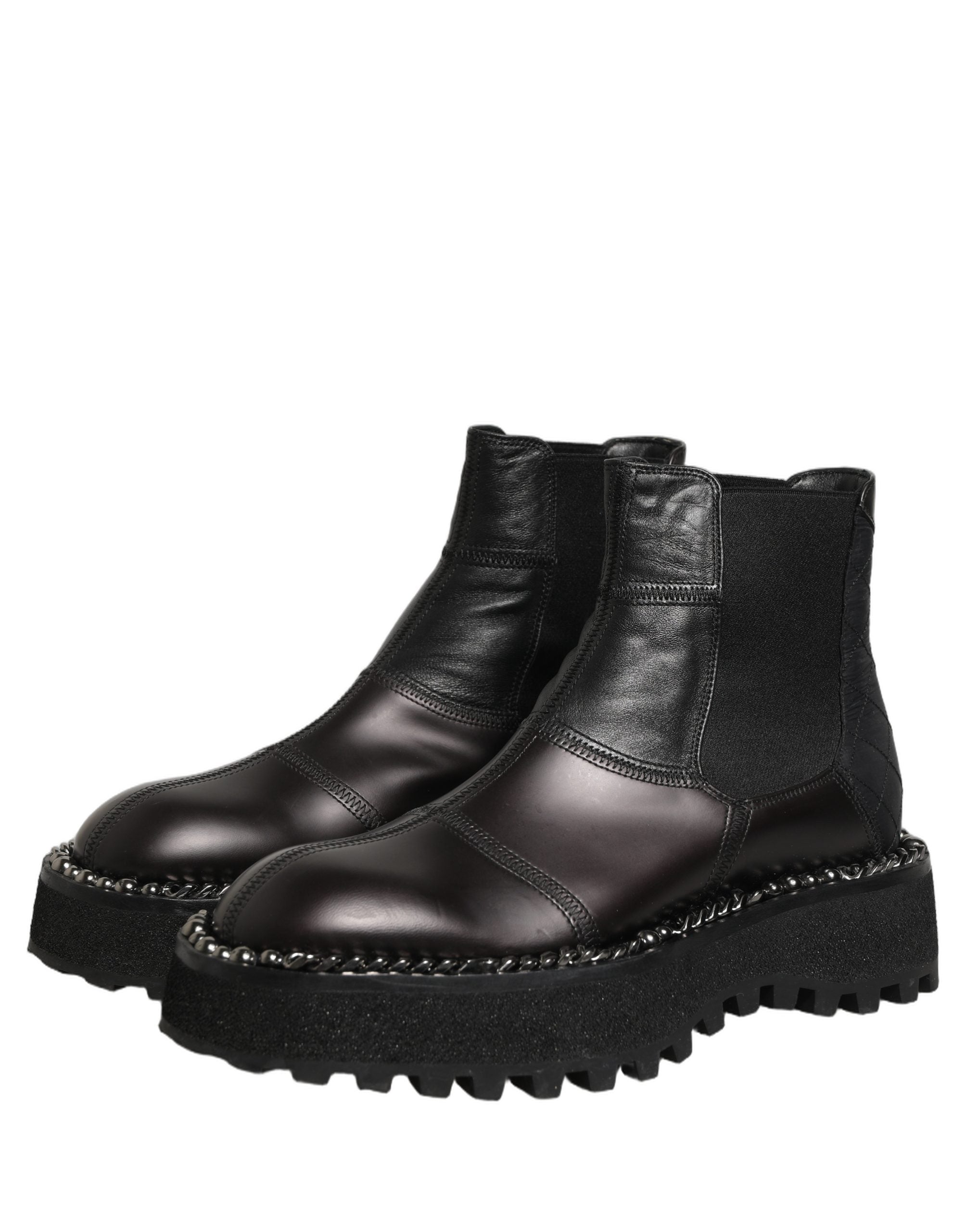 Dolce & Gabbana Black Leather Chelsea Boots - Artisan Elegance