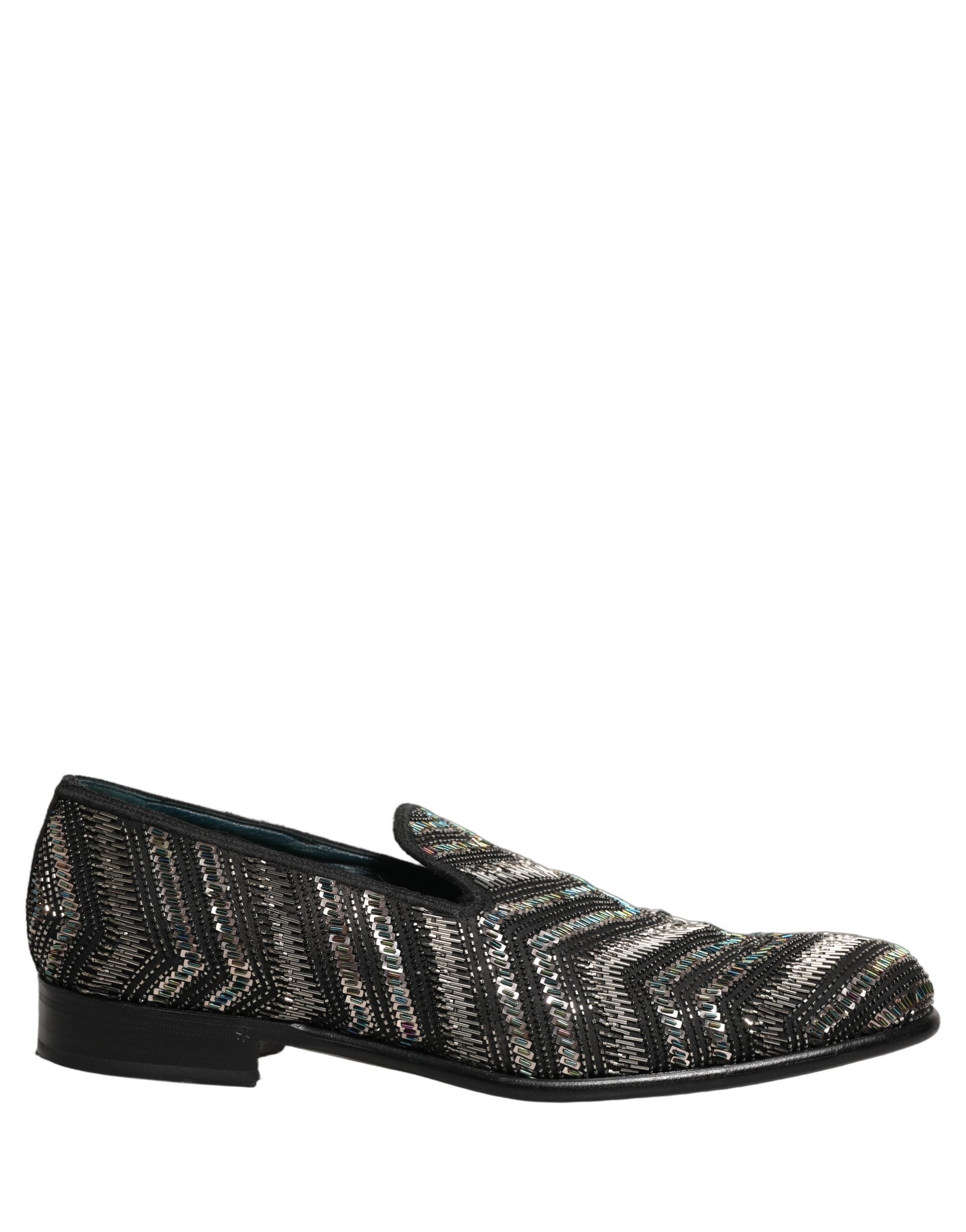 Dolce & Gabbana Black Silver Embellished Slip-On Loafers