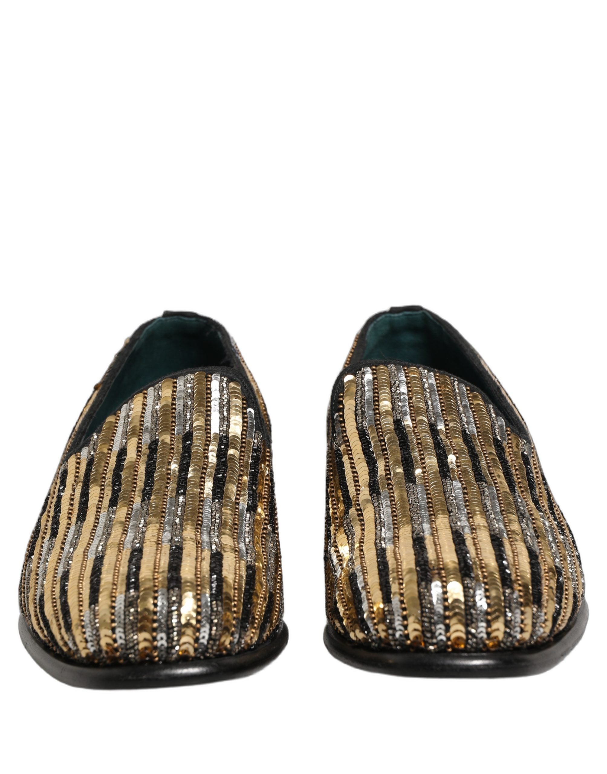 Dolce & Gabbana Gold Sequin Loafers - Exquisite Italian Craftsmanship