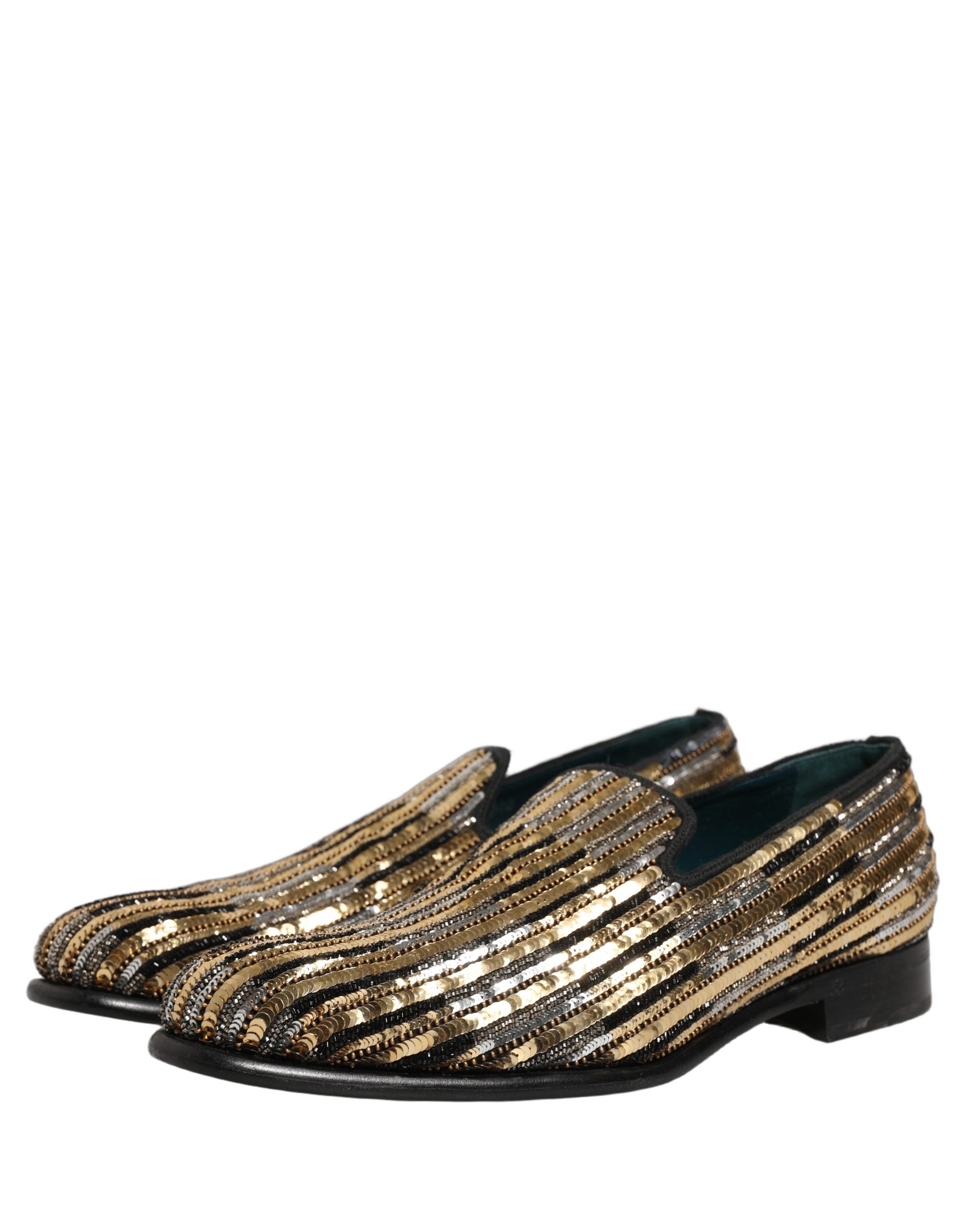 Dolce & Gabbana Gold Sequin Loafers - Exquisite Italian Craftsmanship