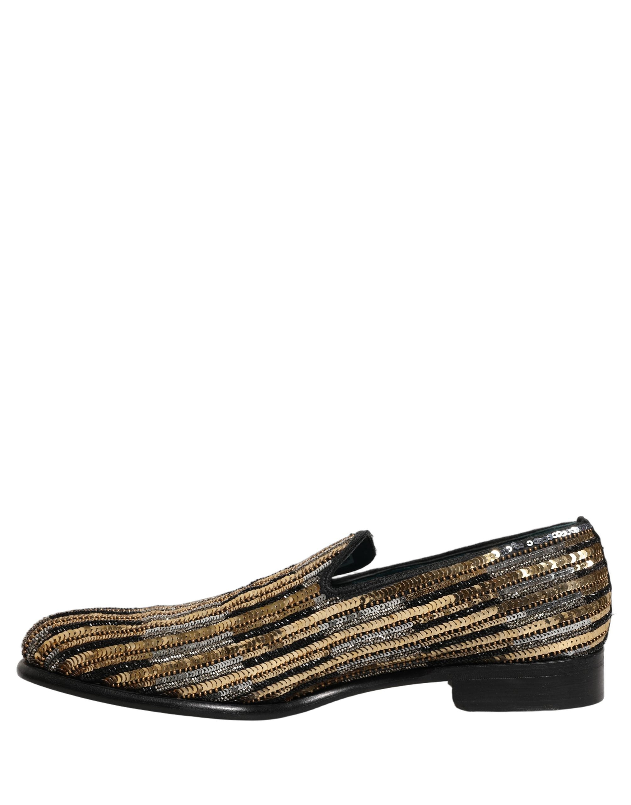 Dolce & Gabbana Gold Sequin Loafers - Exquisite Italian Elegance