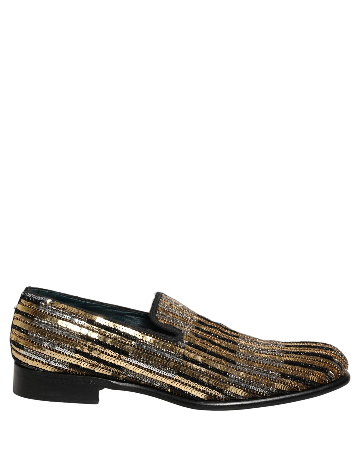 Dolce & Gabbana Gold Sequin Loafers - Artisanal Elegance