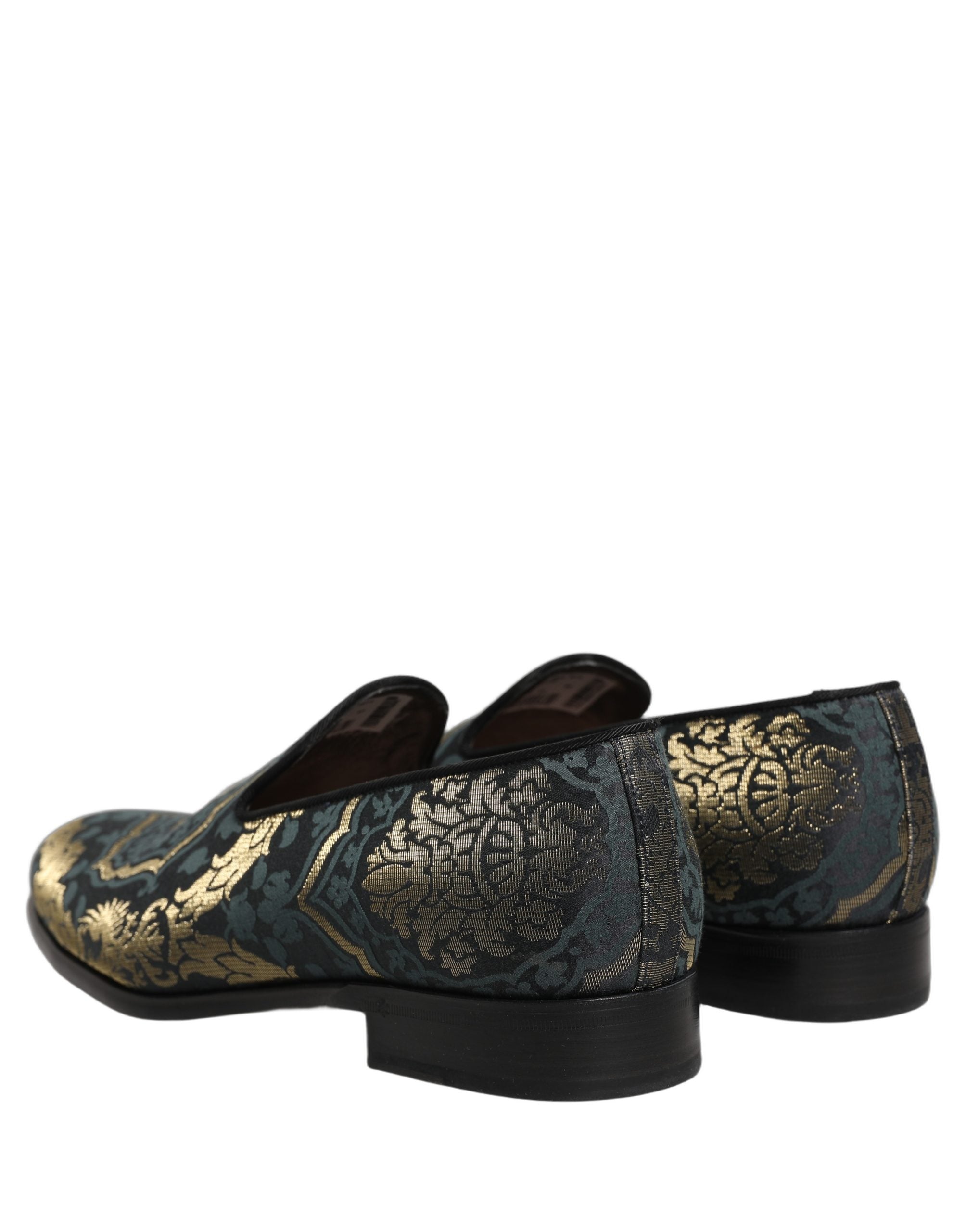 Dolce & Gabbana Black Floral Brocade Slip On Loafers - Luxury Redefined