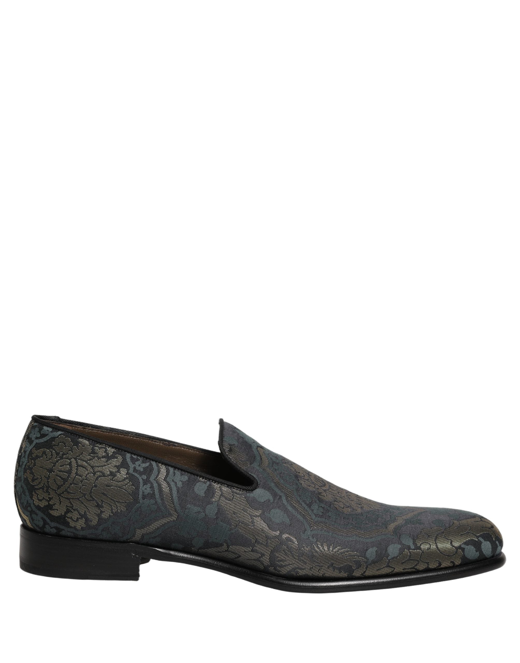 Dolce & Gabbana Black Floral Brocade Slip On Loafers for Luxury