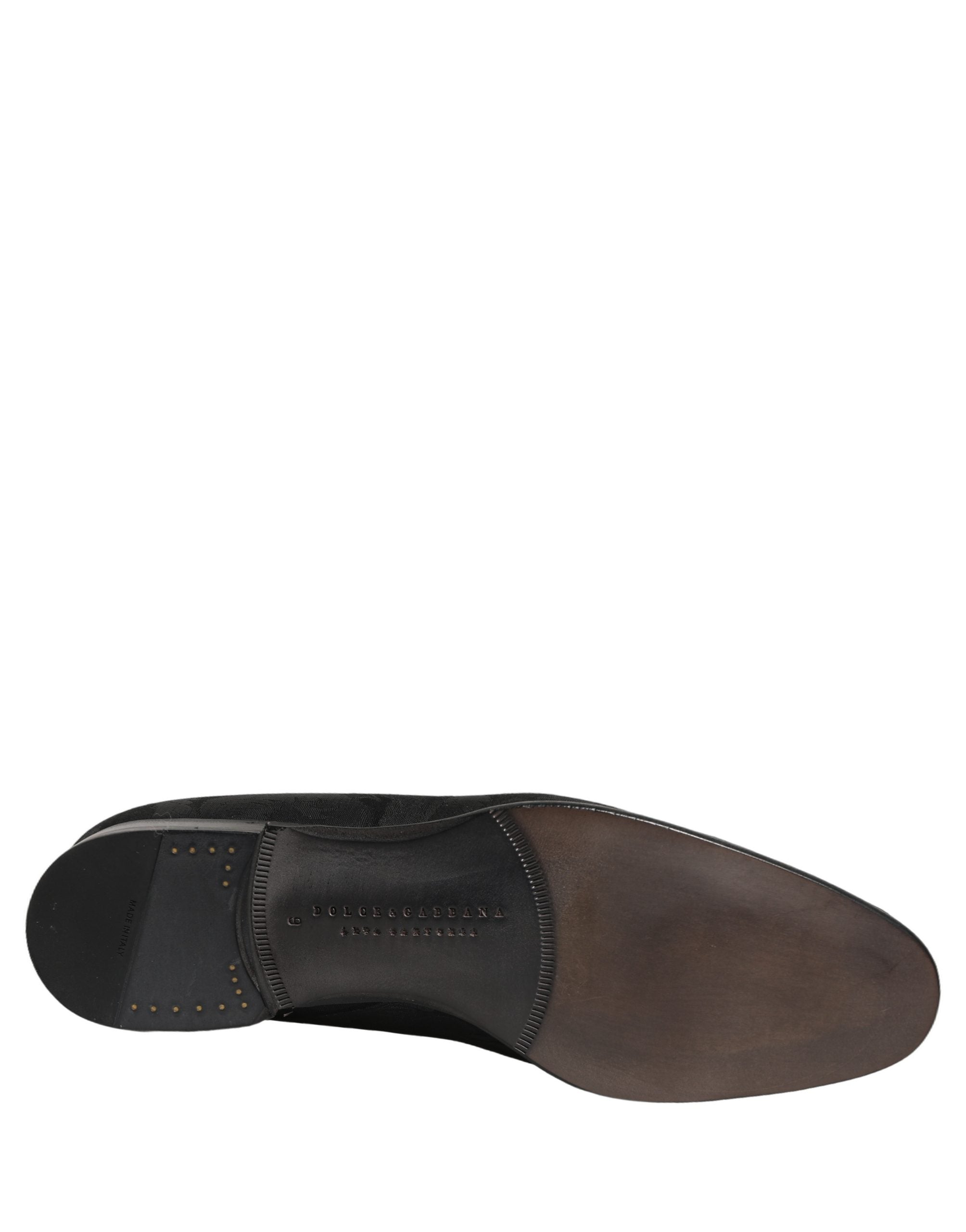 Dolce & Gabbana Black Brocade Slip-On Dress Loafers for Elegance