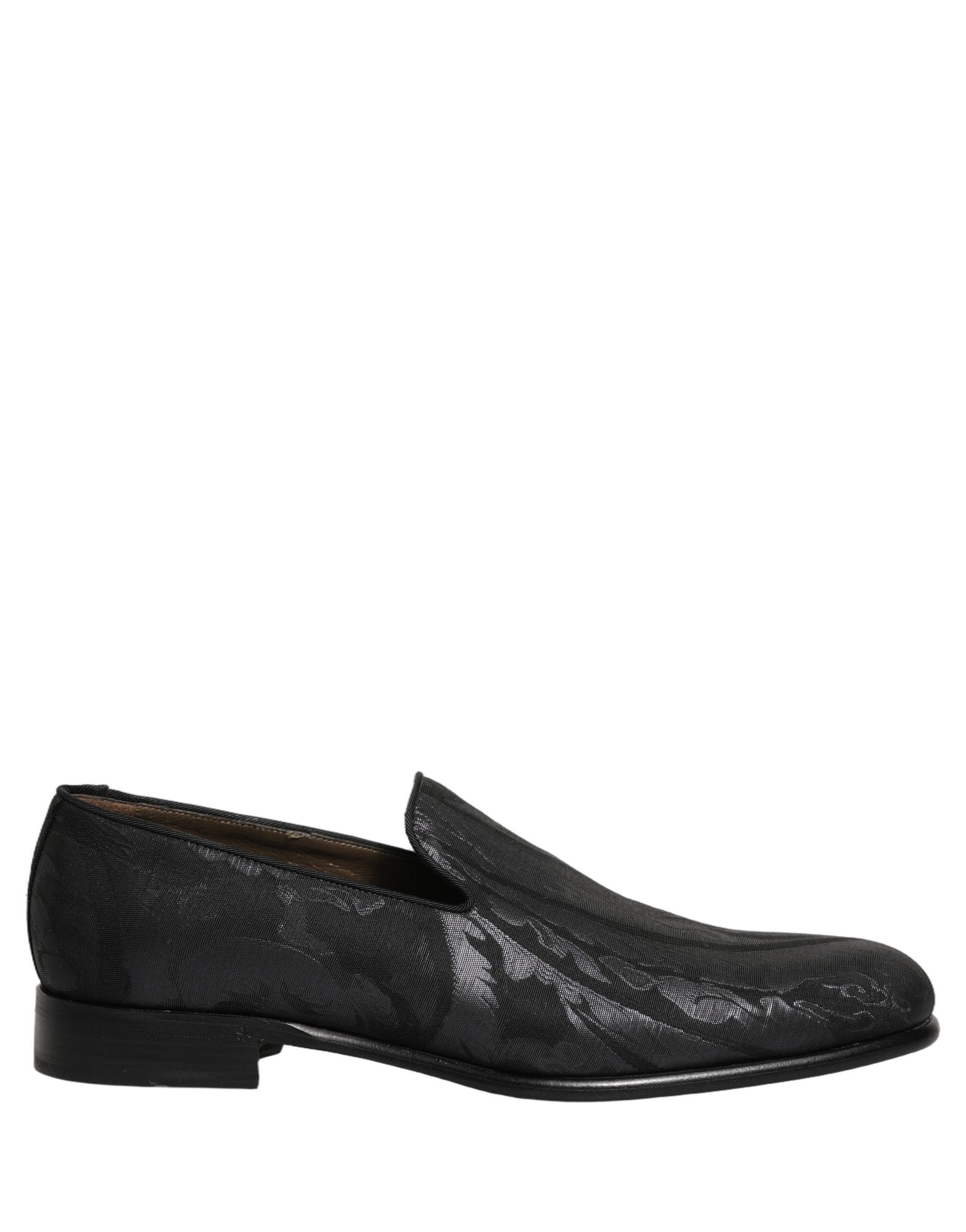 Dolce & Gabbana Black Brocade Slip-On Dress Loafers for Elegance