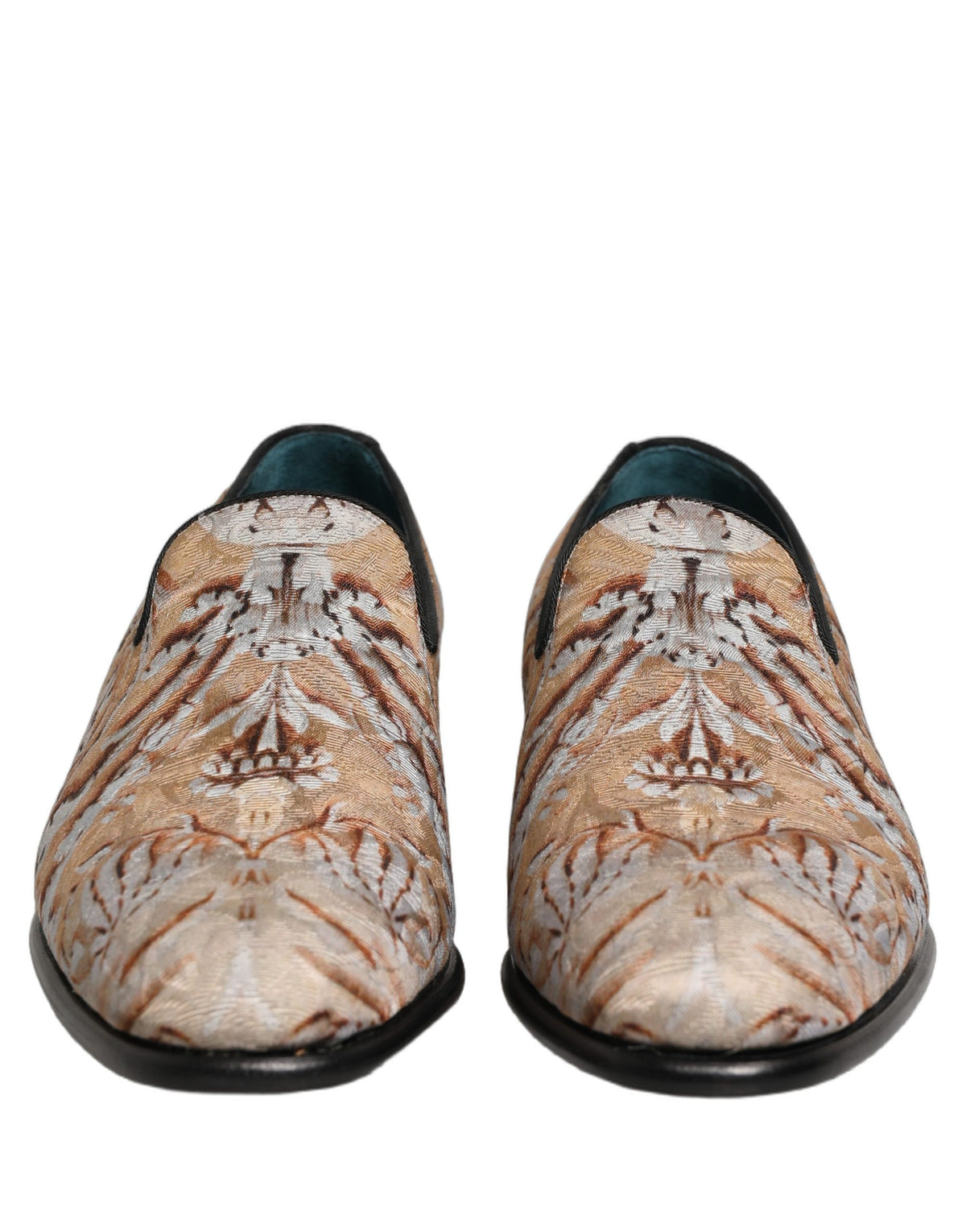 Dolce & Gabbana Beige Brocade Slip-On Dress Loafers for Timeless Elegance
