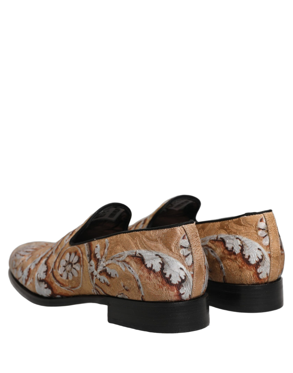 Dolce & Gabbana Beige Brocade Slip-On Loafers for Timeless Elegance