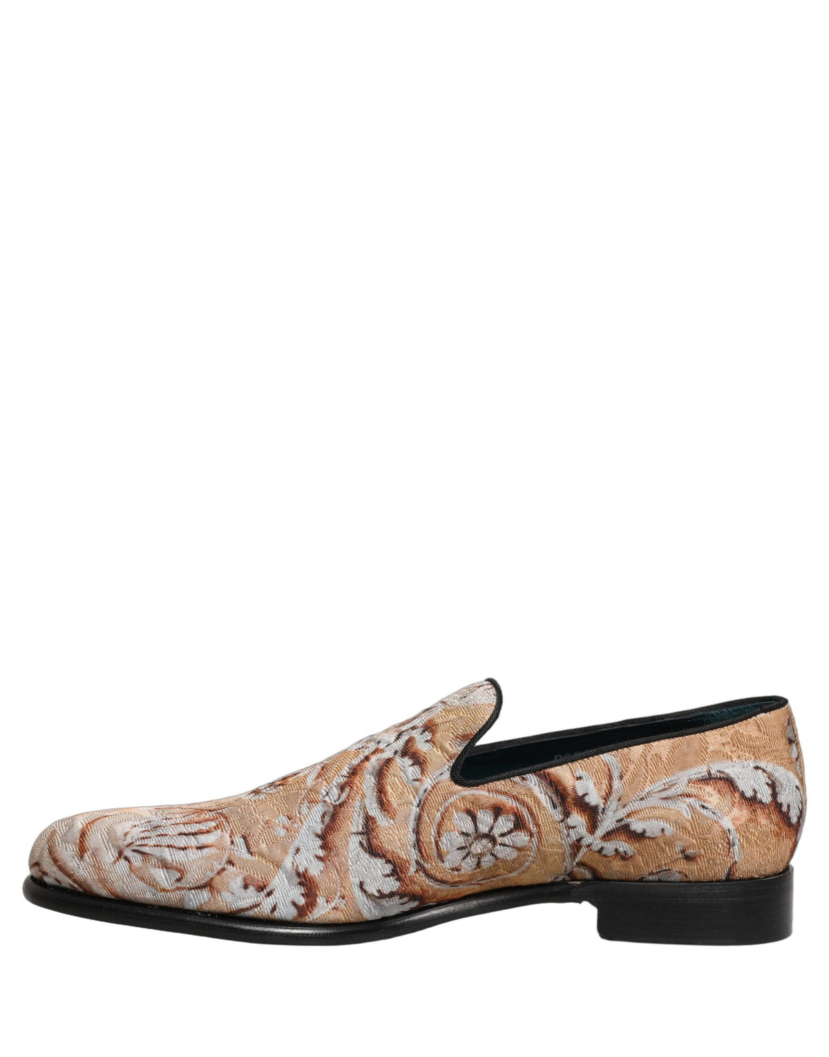 Dolce & Gabbana Beige Brocade Slip-On Loafers for Timeless Elegance