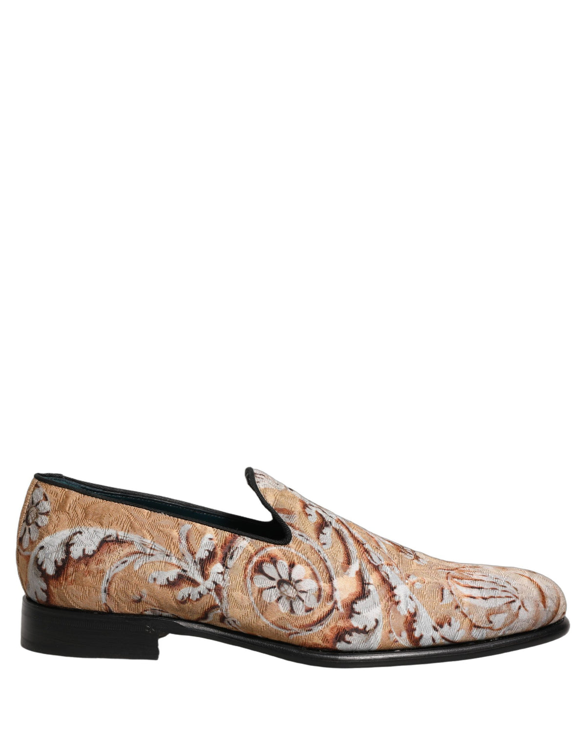 Dolce & Gabbana Beige Brocade Slip-On Dress Loafers for Timeless Elegance