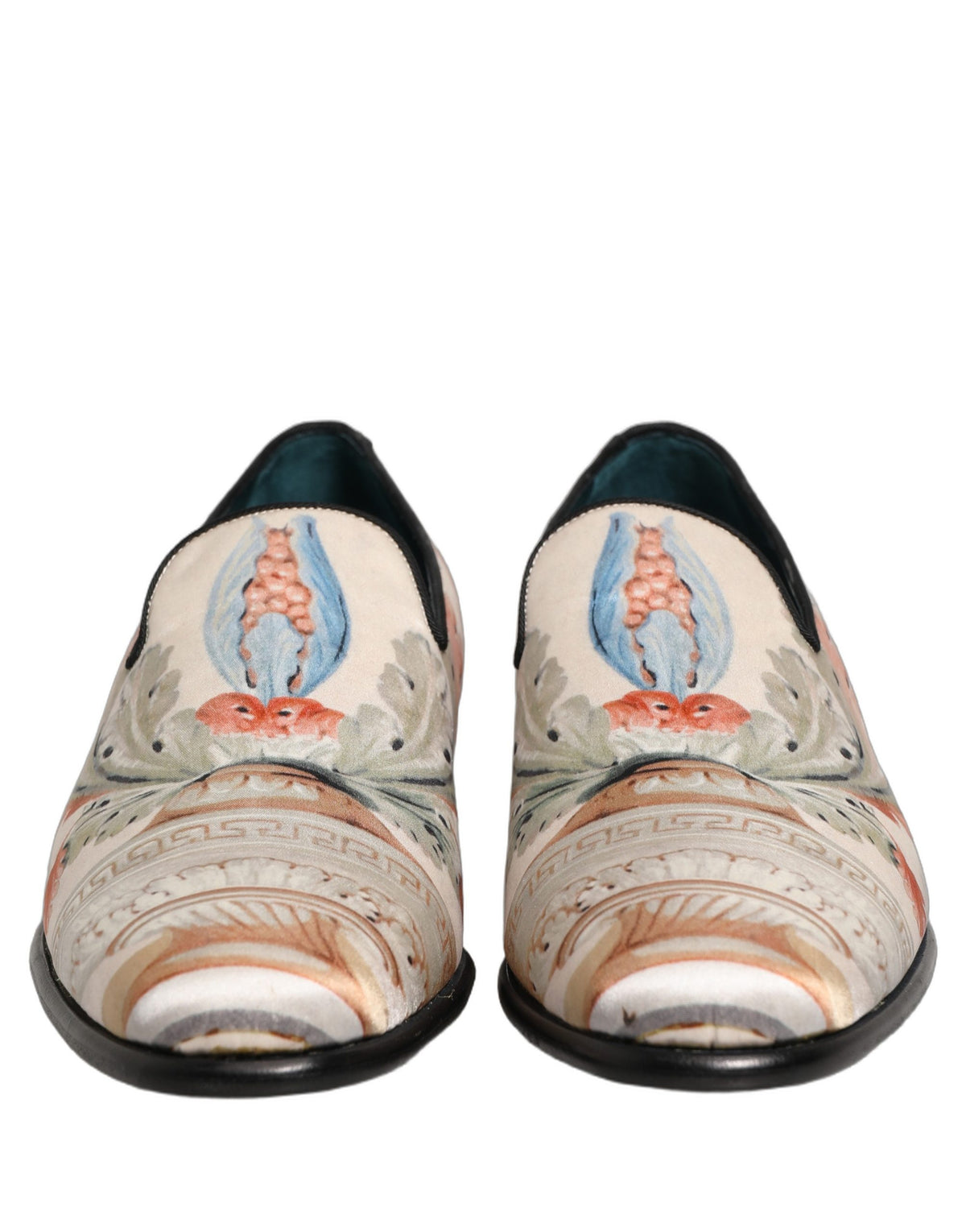Dolce & Gabbana White Floral Vase Loafers - Artisanal Elegance
