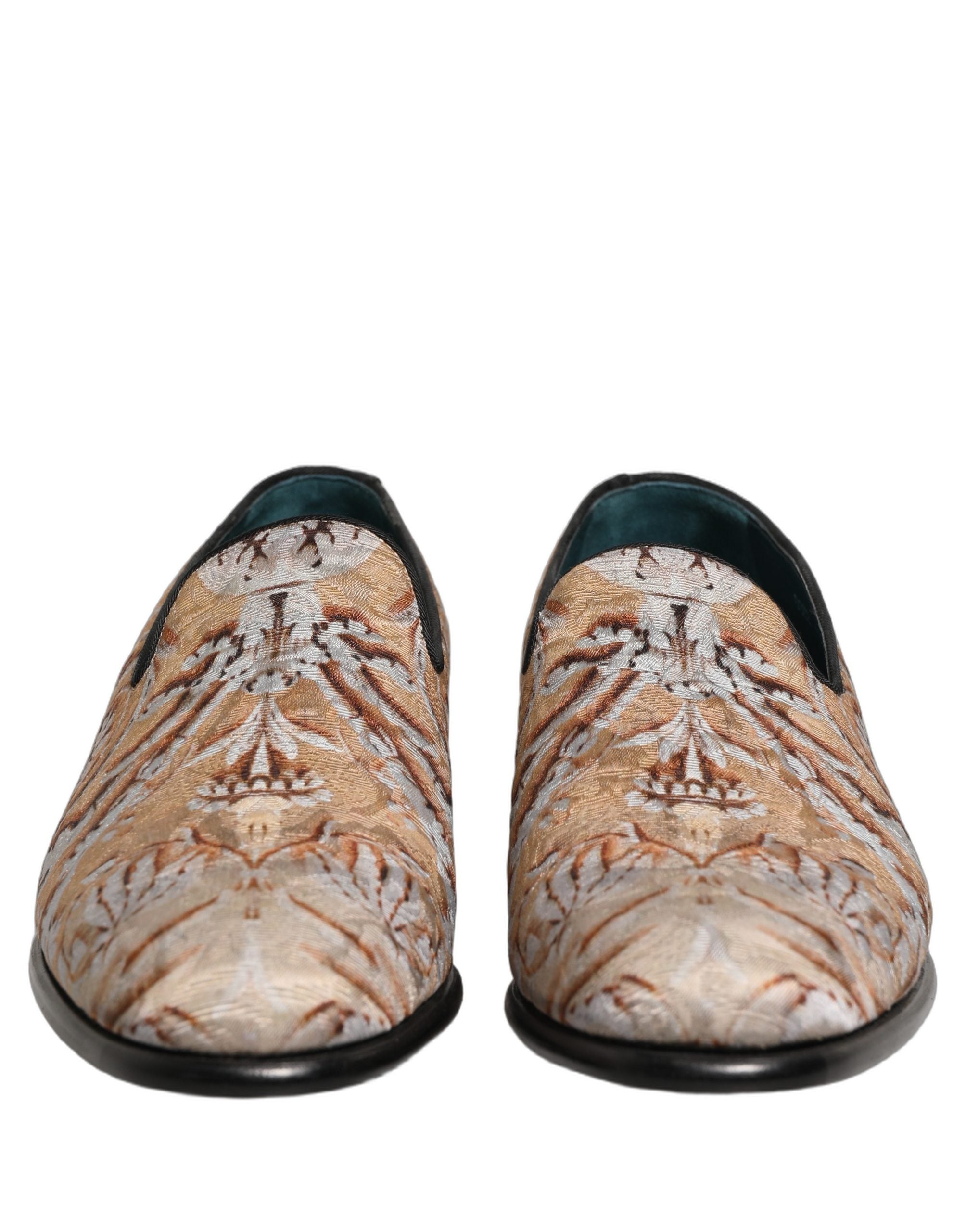 Dolce & Gabbana Gold Brocade Baroque Loafers for Timeless Elegance