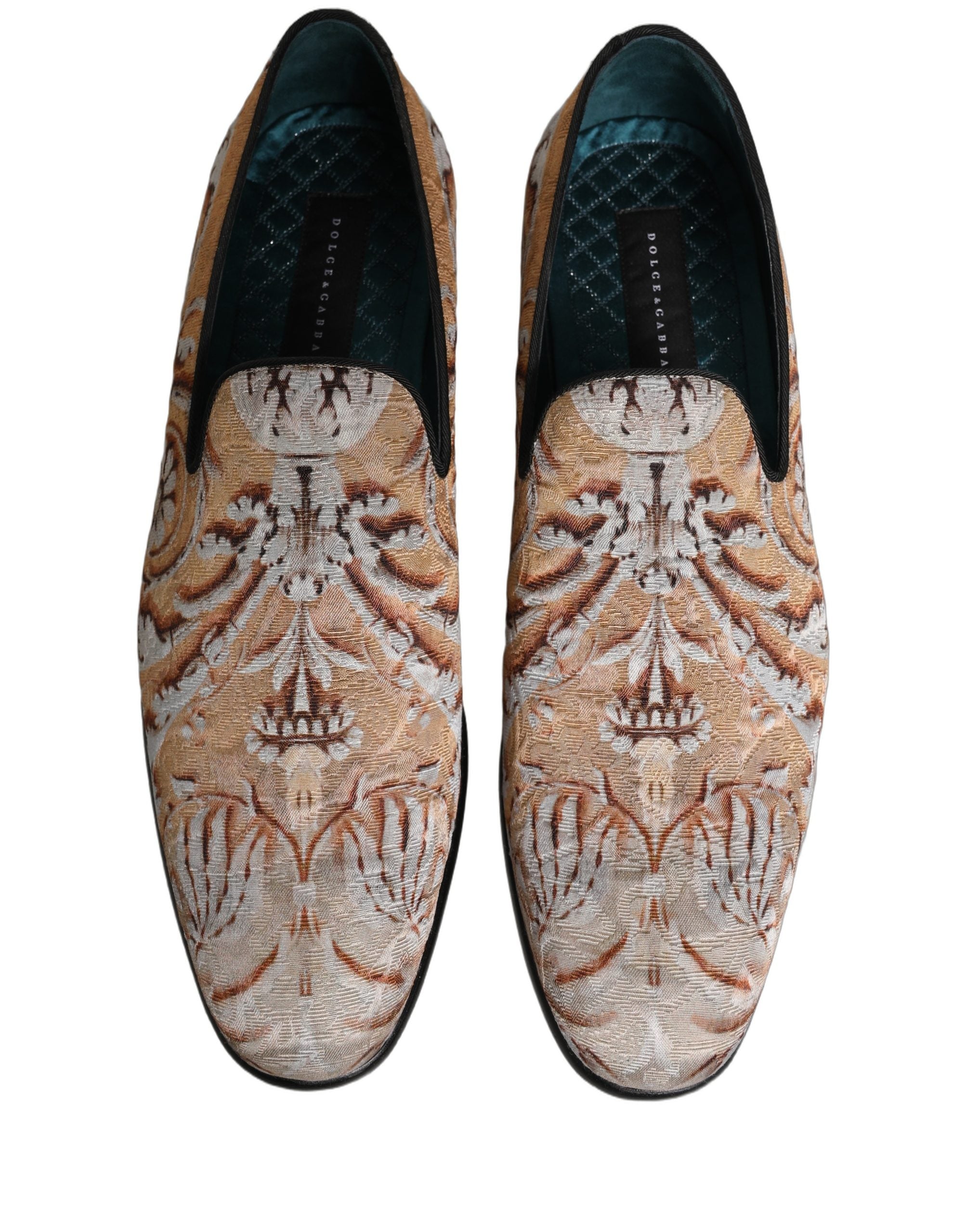 Dolce & Gabbana Gold Brocade Baroque Loafers for the Discerning