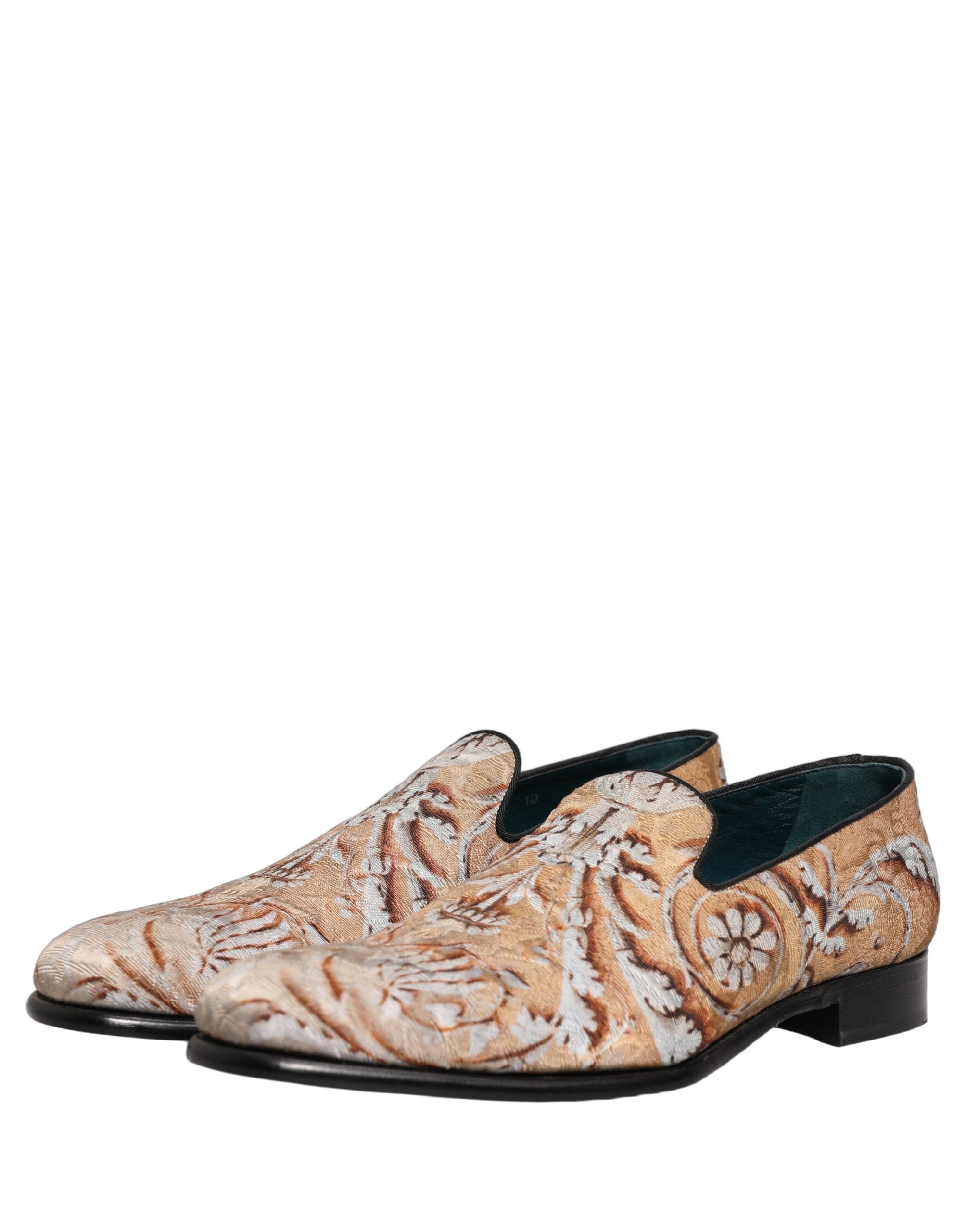 Dolce & Gabbana Gold Brocade Baroque Loafers - Timeless Elegance
