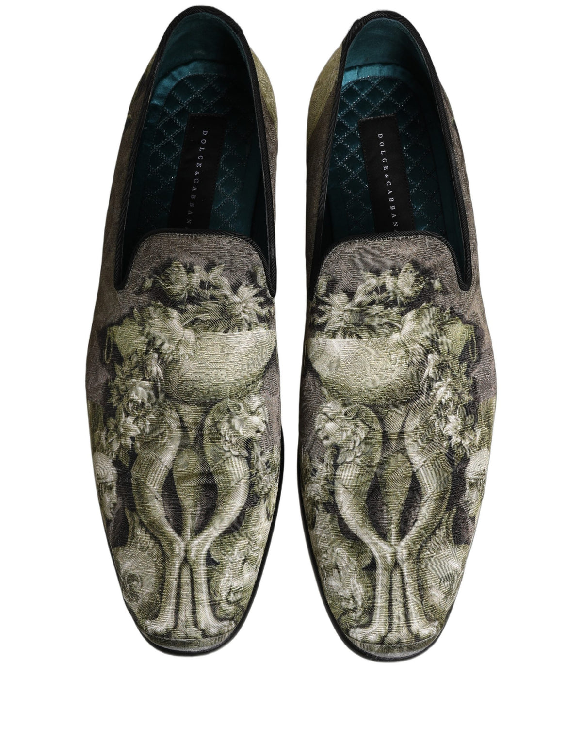 Dolce & Gabbana Brown Baroque Print Slip On Loafers - Luxury Elegance