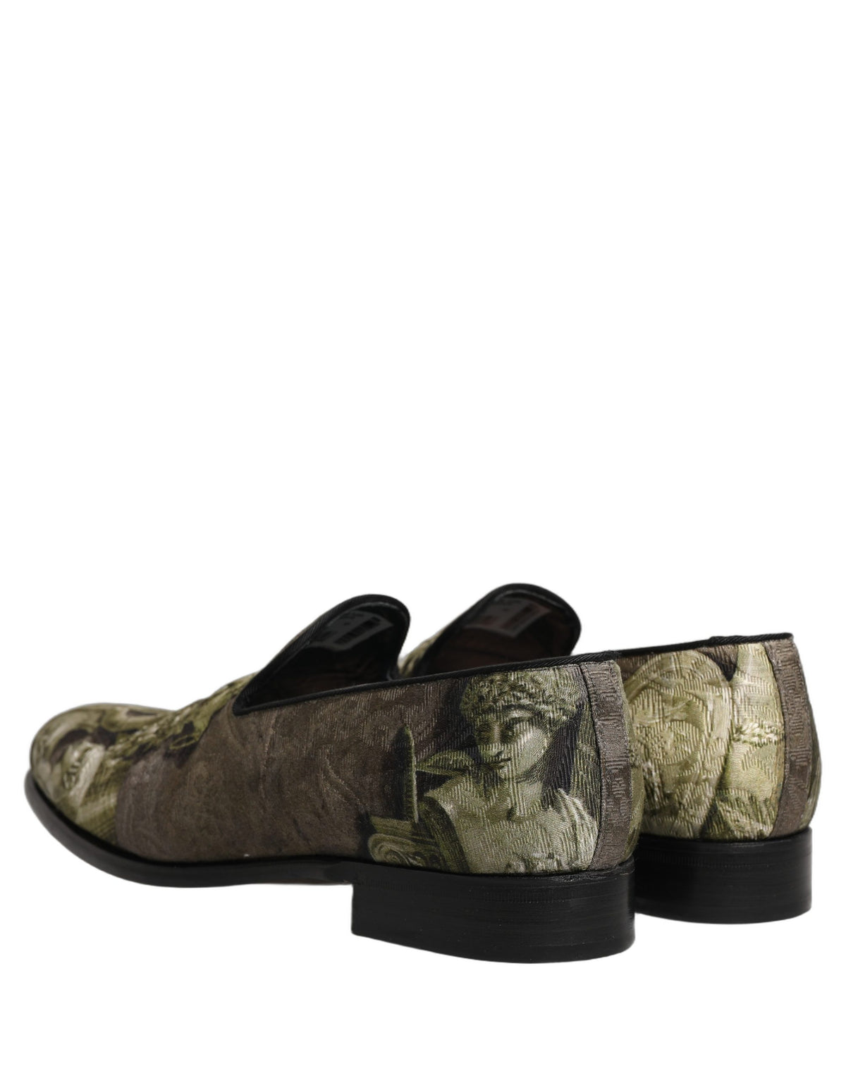 Dolce & Gabbana Brown Baroque Print Slip On Loafers - Luxury Redefined