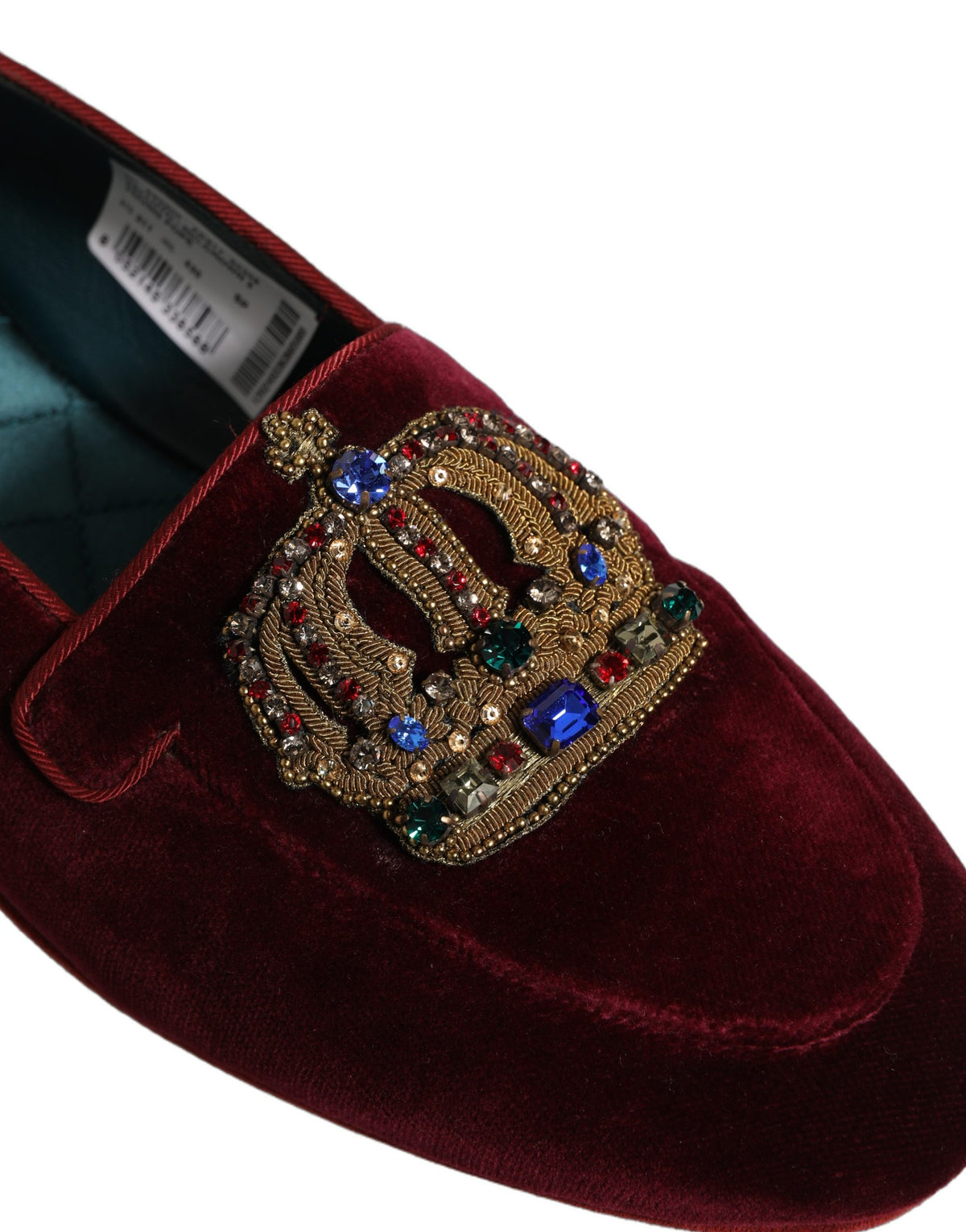 Dolce & Gabbana Burgundy Velvet Crown Loafers - Luxe Elegance
