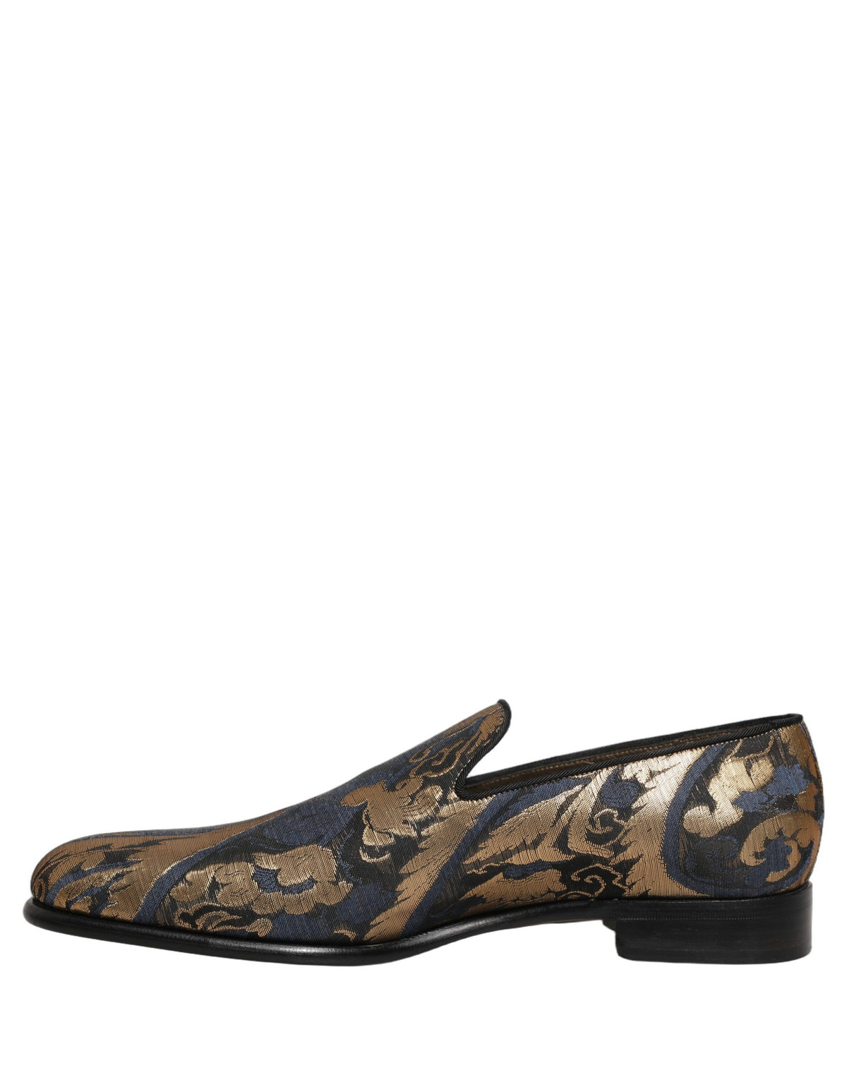 Dolce & Gabbana Blue Brocade Slip-On Loafers for Timeless Elegance