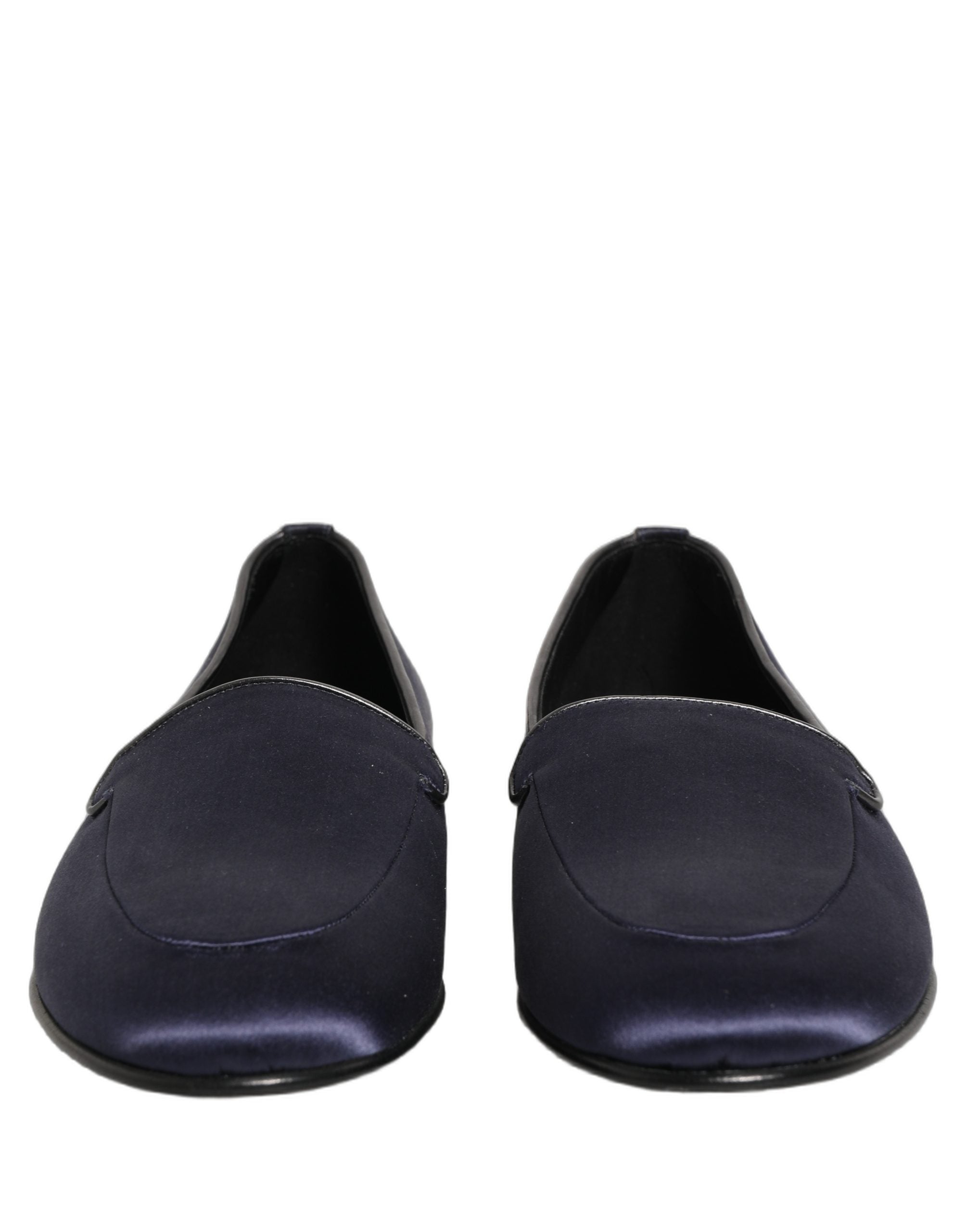 Dolce & Gabbana Blue Satin Slip On Flats for Timeless Elegance