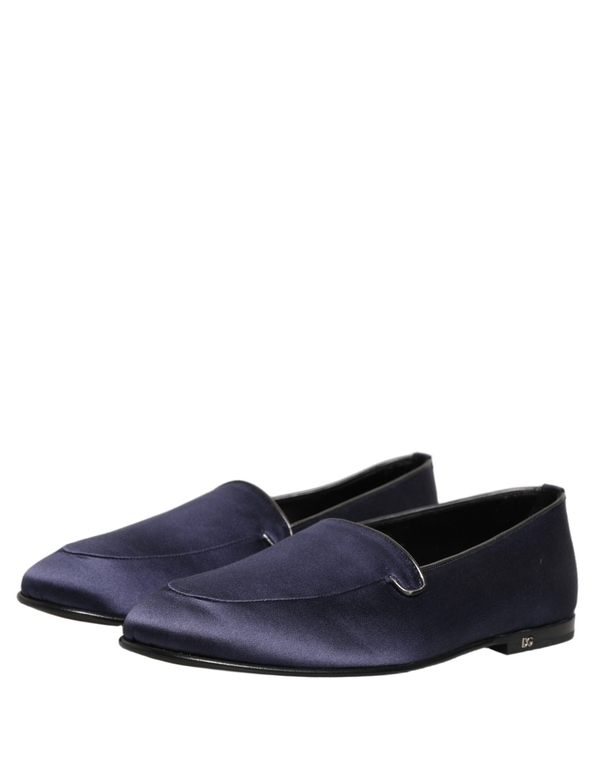 Dolce & Gabbana Blue Satin Slip-On Flats for Timeless Elegance