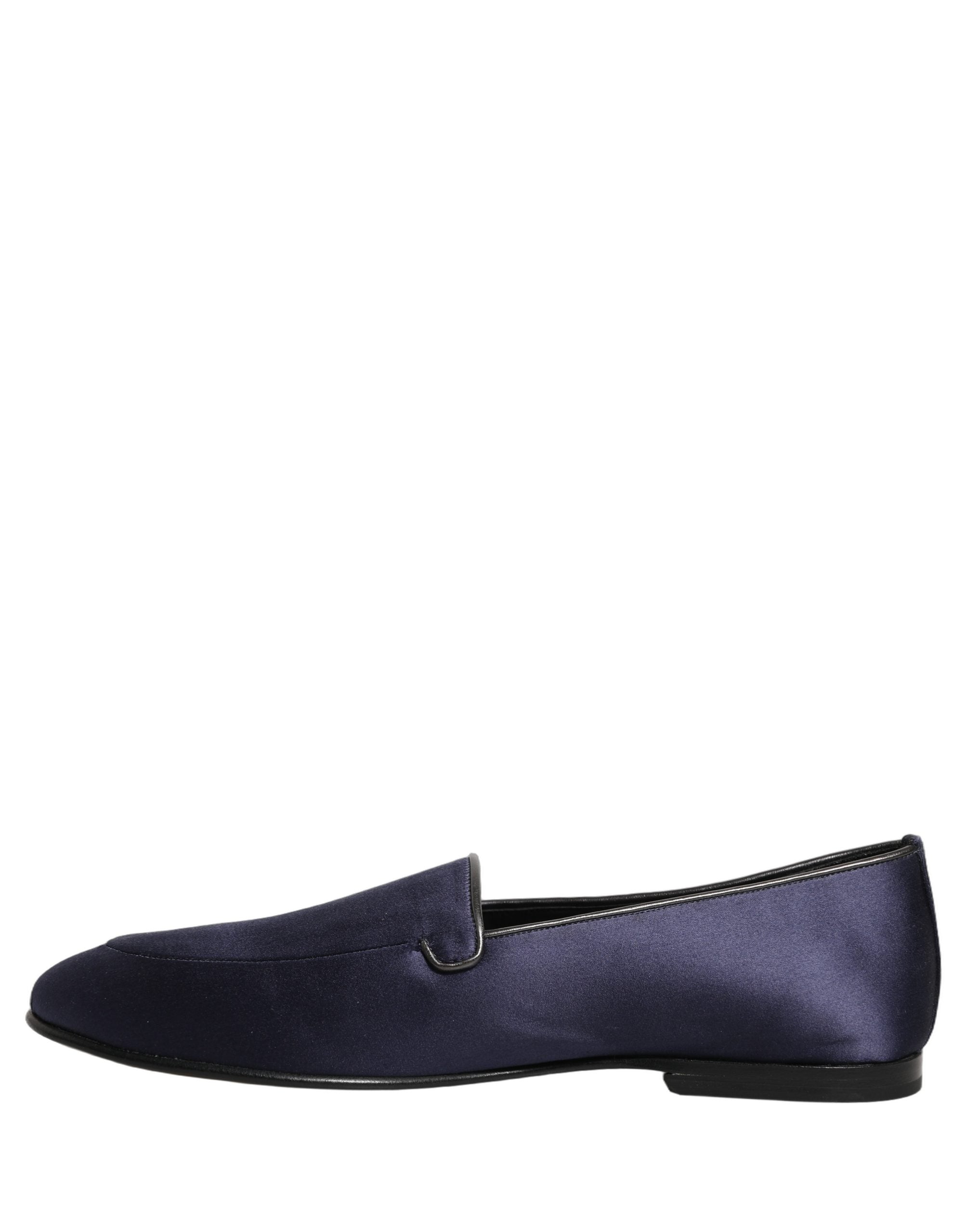 Dolce & Gabbana Blue Satin Slip On Flats - Timeless Luxury