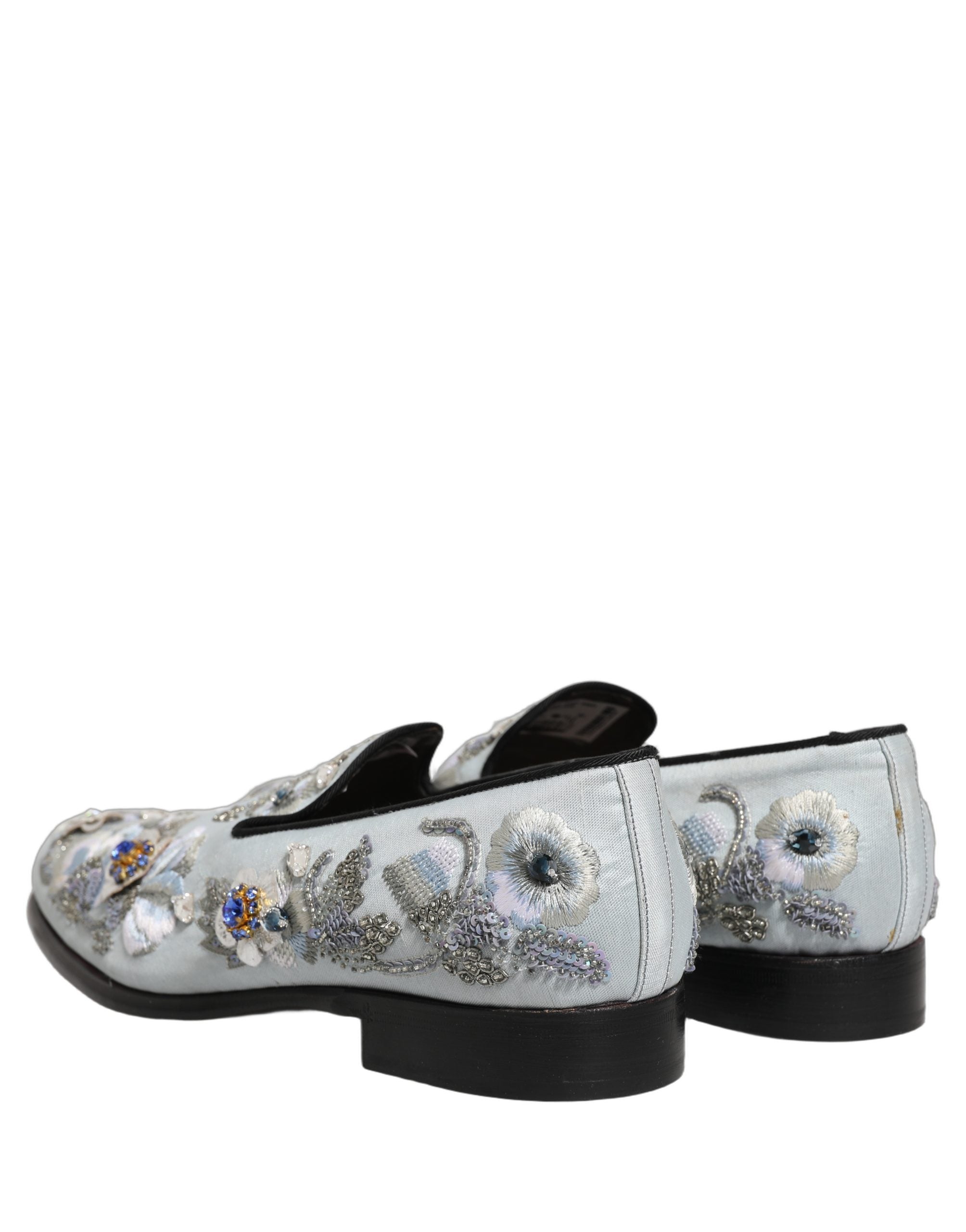 Dolce & Gabbana White Floral Embellished Loafers - Luxury Footwear