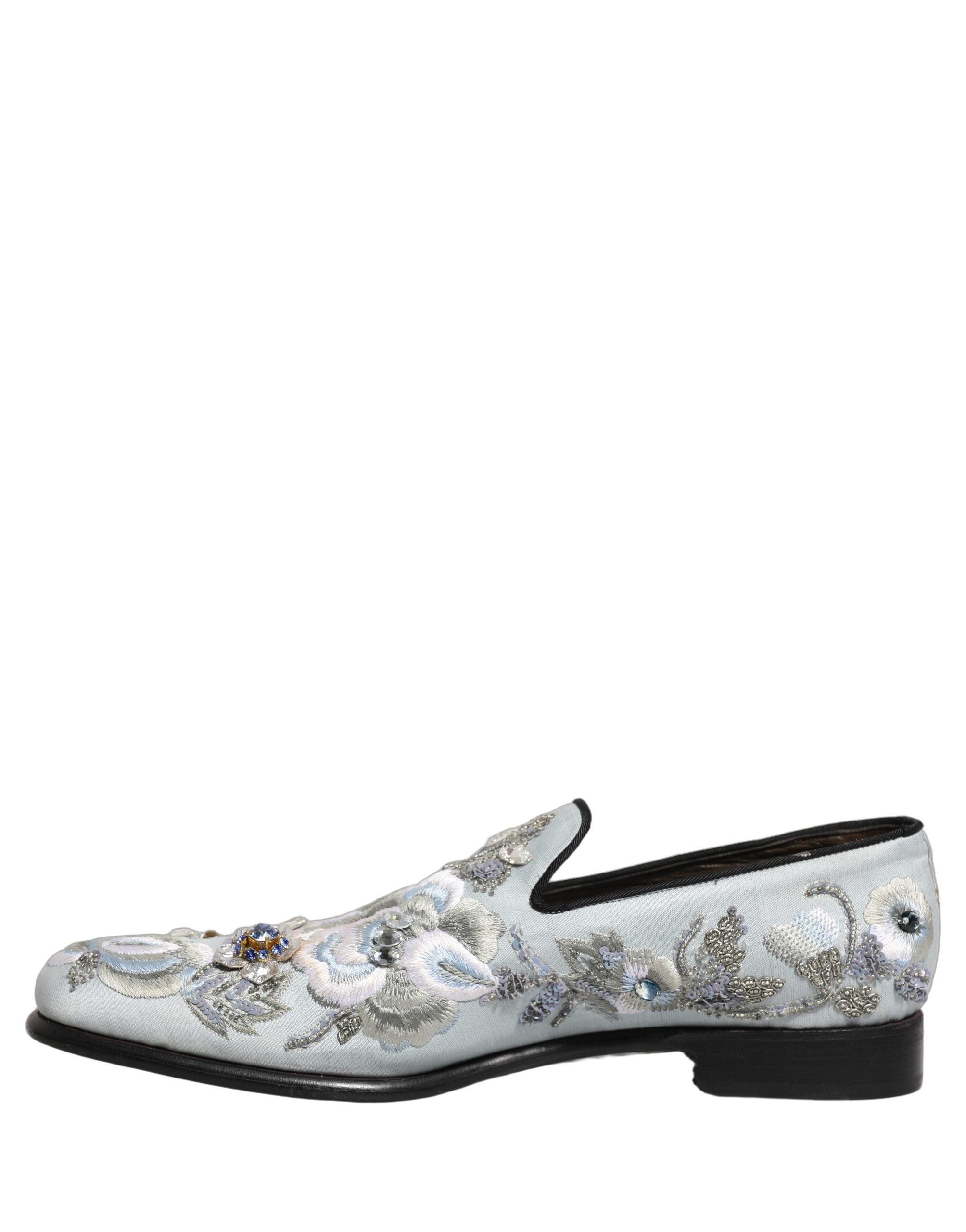 Dolce & Gabbana White Floral Embellished Loafers - Luxury Footwear