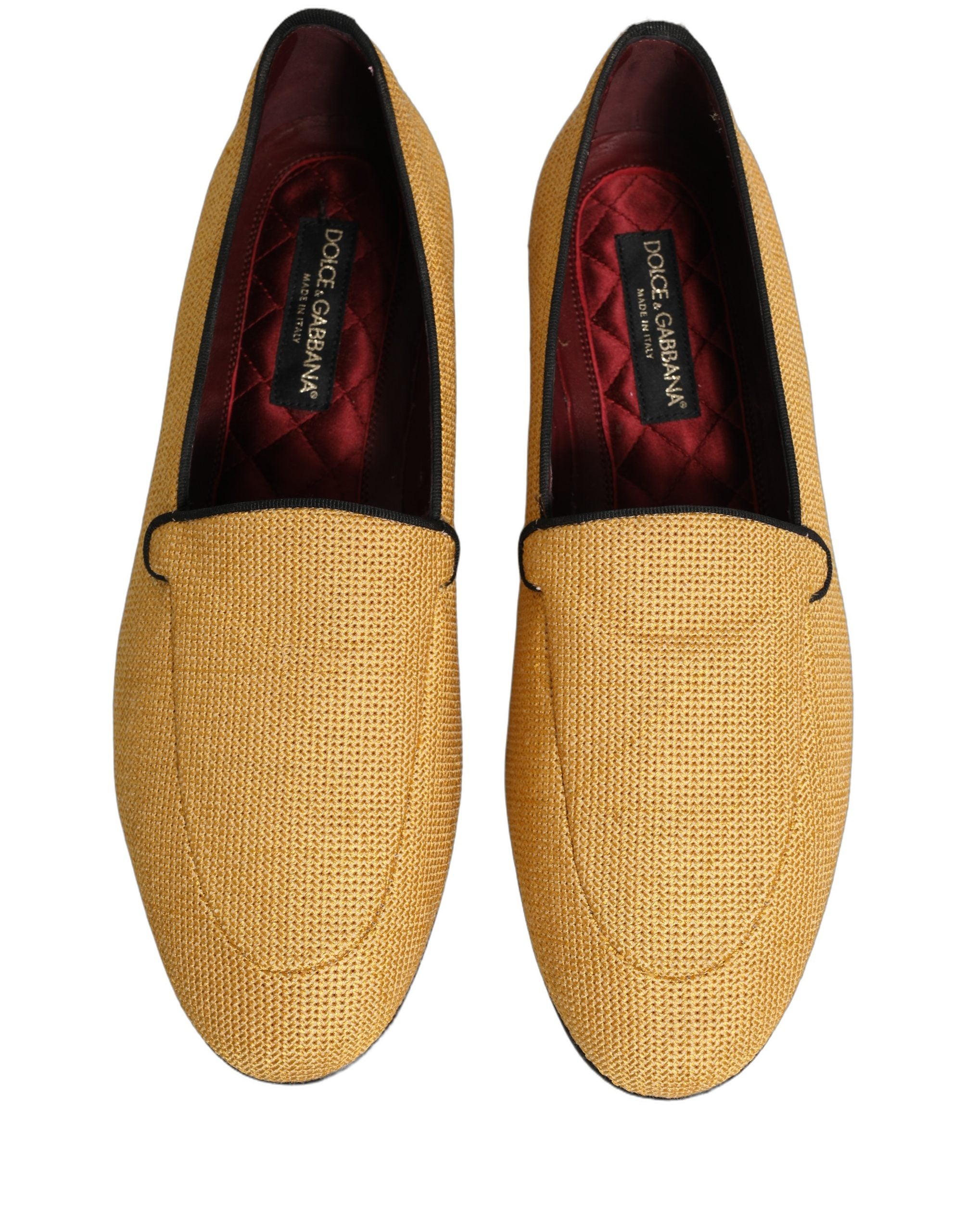 Dolce & Gabbana Yellow Woven Dress Loafers - Luxury Footwear