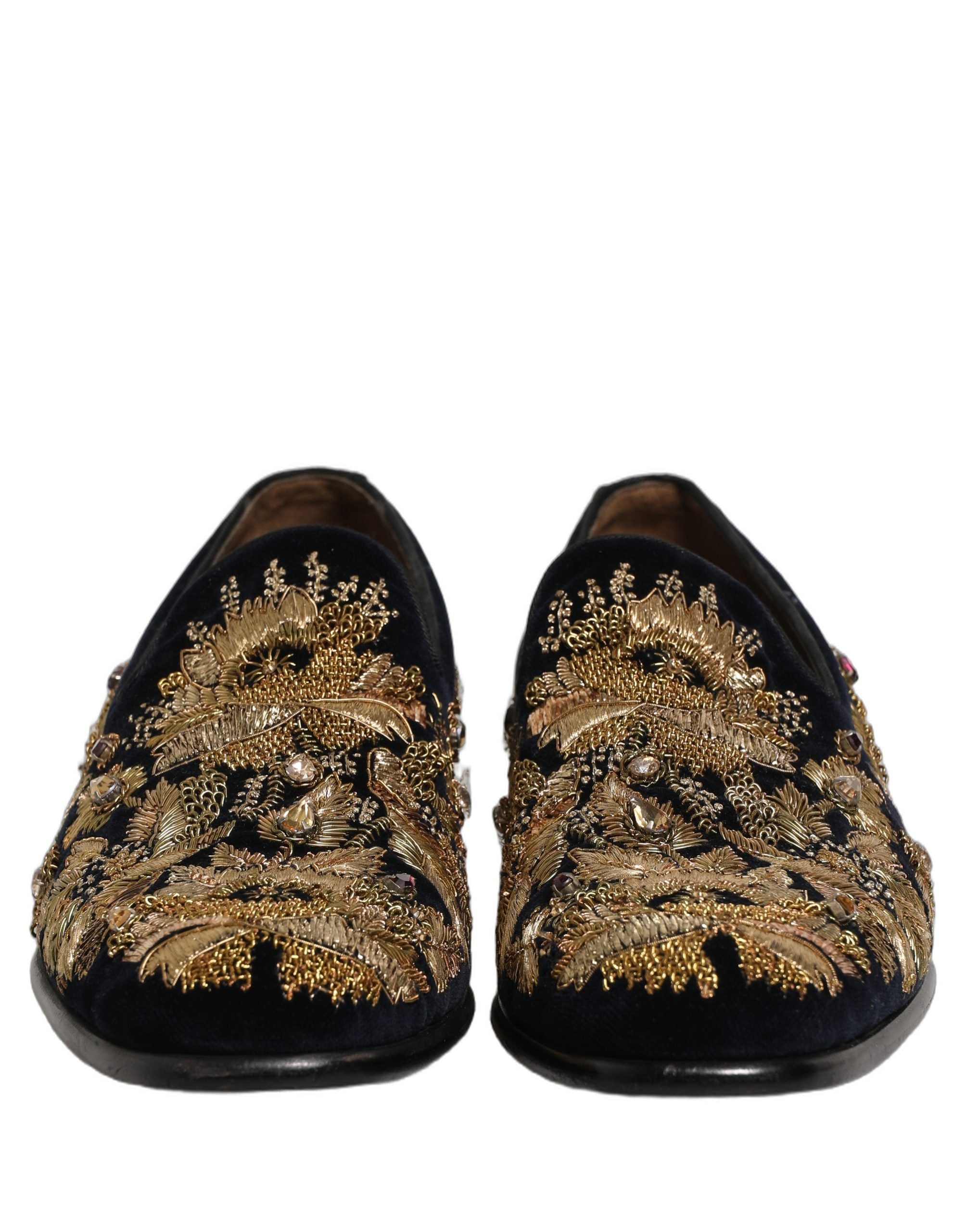 Dolce & Gabbana Velvet Embroidered Loafers - Timeless Luxury