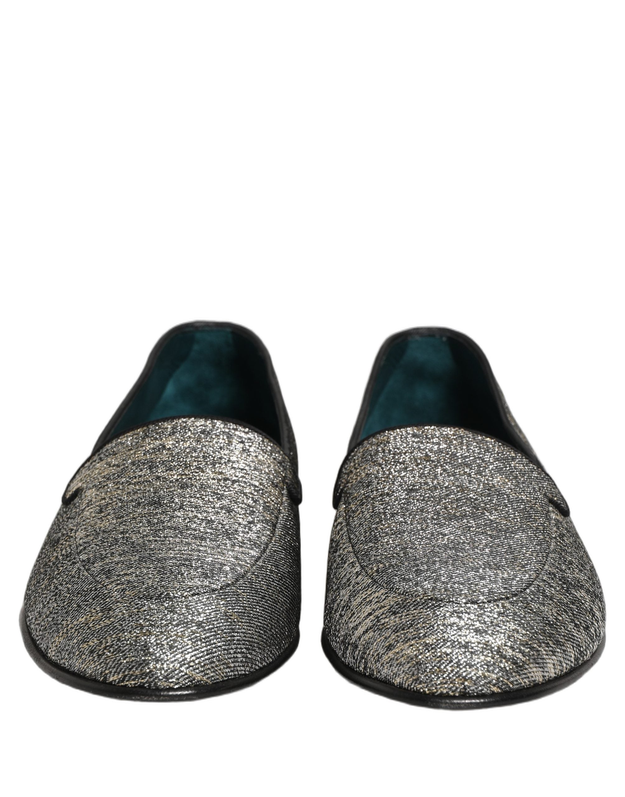 Dolce & Gabbana Gray Lurex Glitter Loafers - Timeless Luxury
