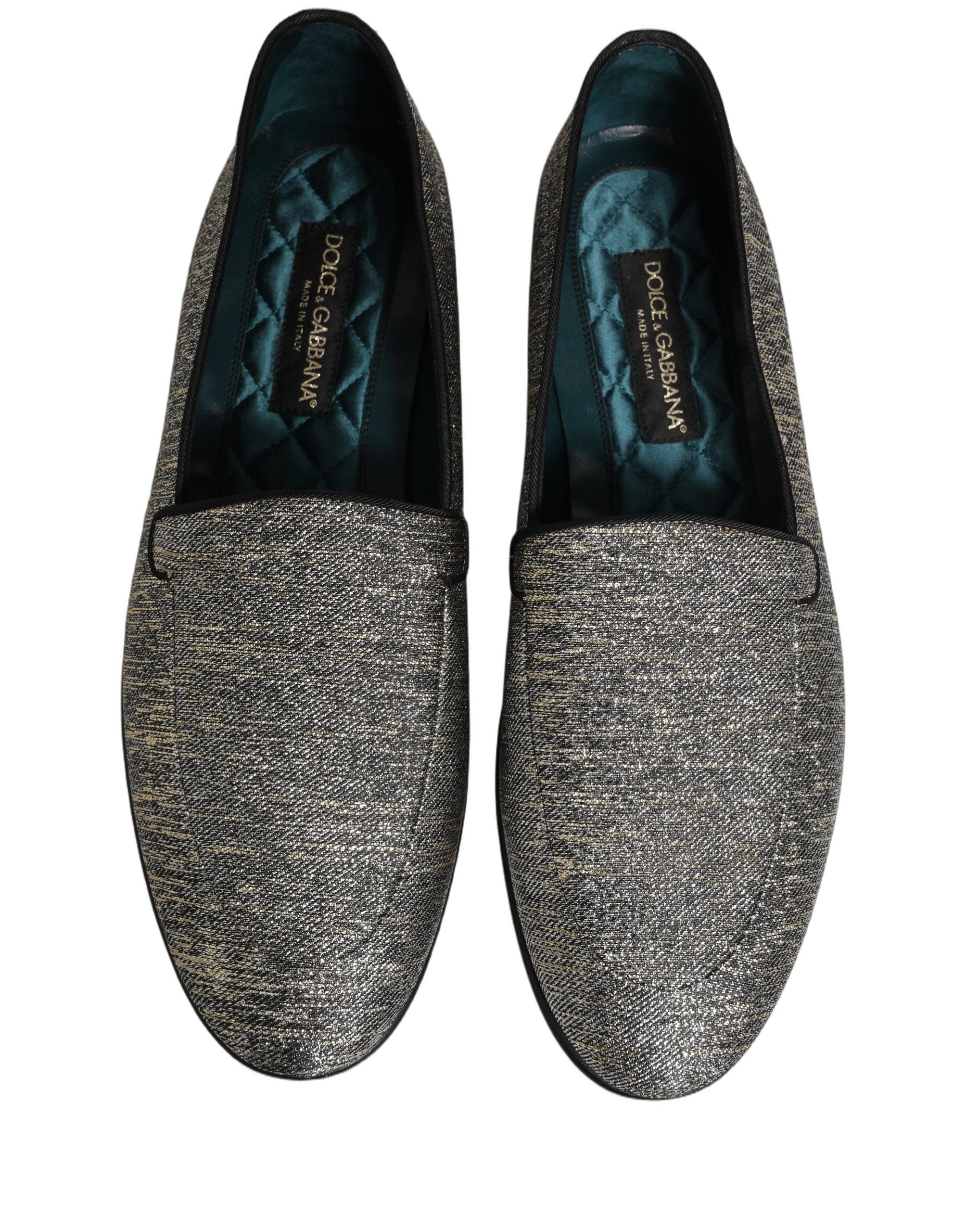 Dolce & Gabbana Gray Lurex Glitter Loafers - Timeless Elegance