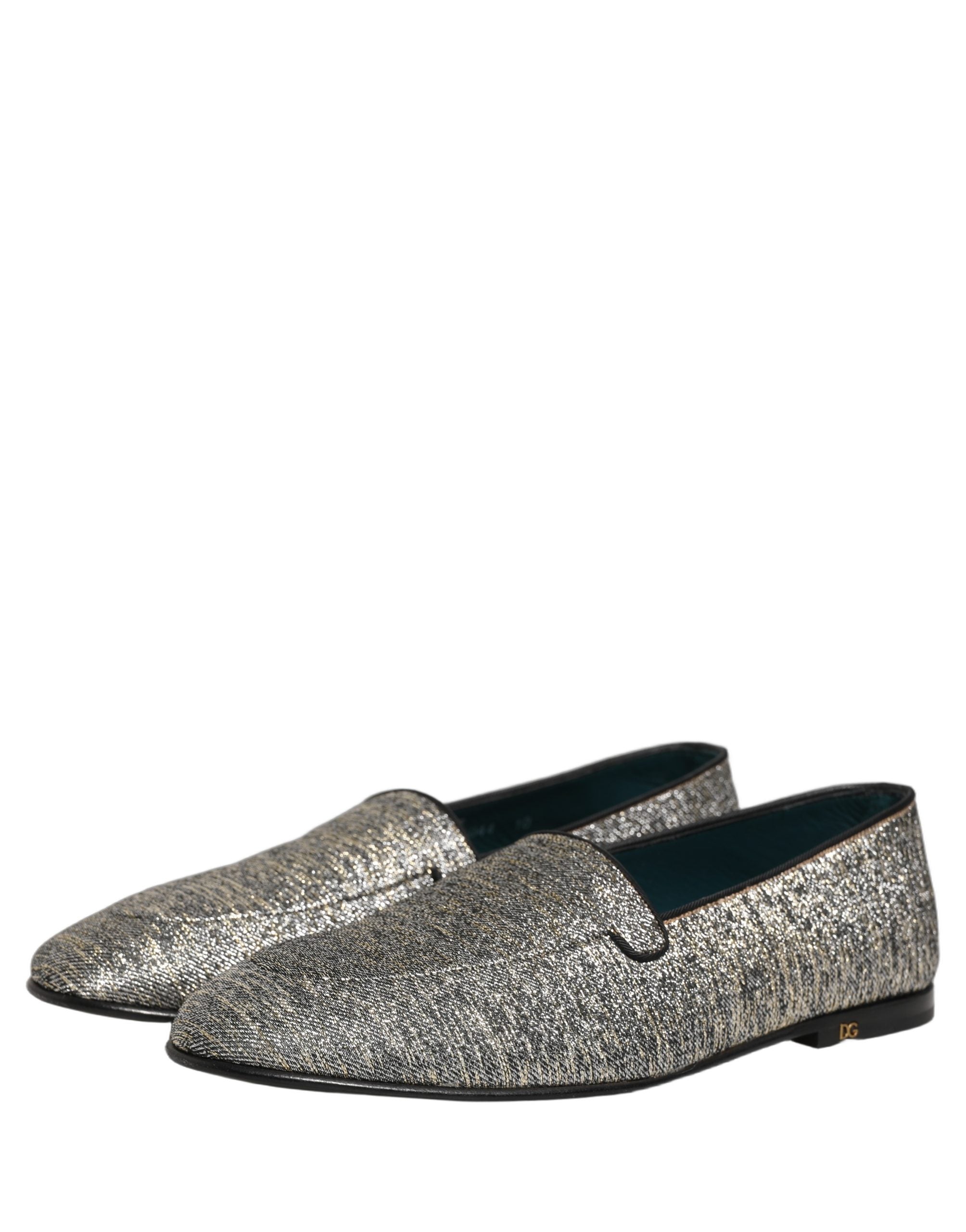 Dolce & Gabbana Gray Lurex Glitter Loafers - Timeless Elegance