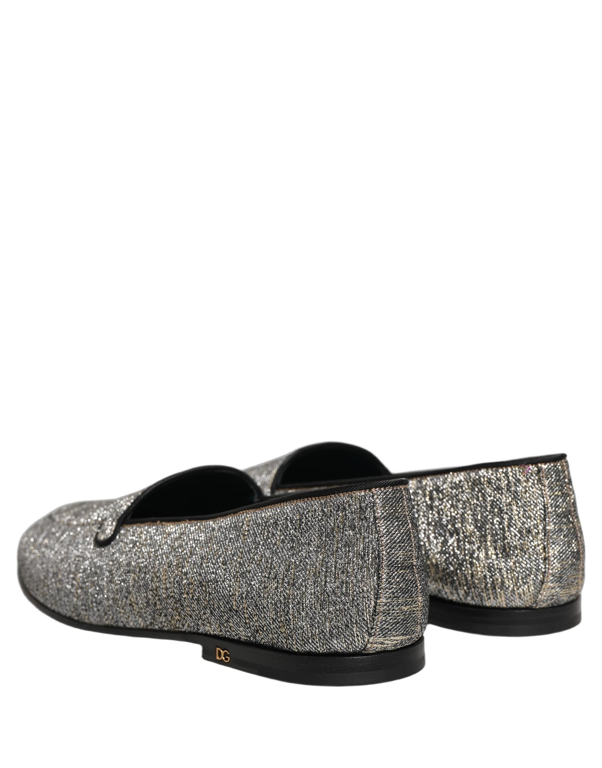 Dolce & Gabbana Gray Lurex Glitter Loafers - Luxurious Elegance